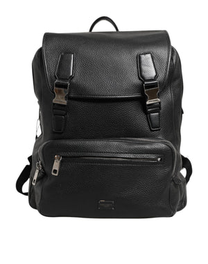 Schwarzer Palermo Rucksack aus gehämmertem Kalbsleder