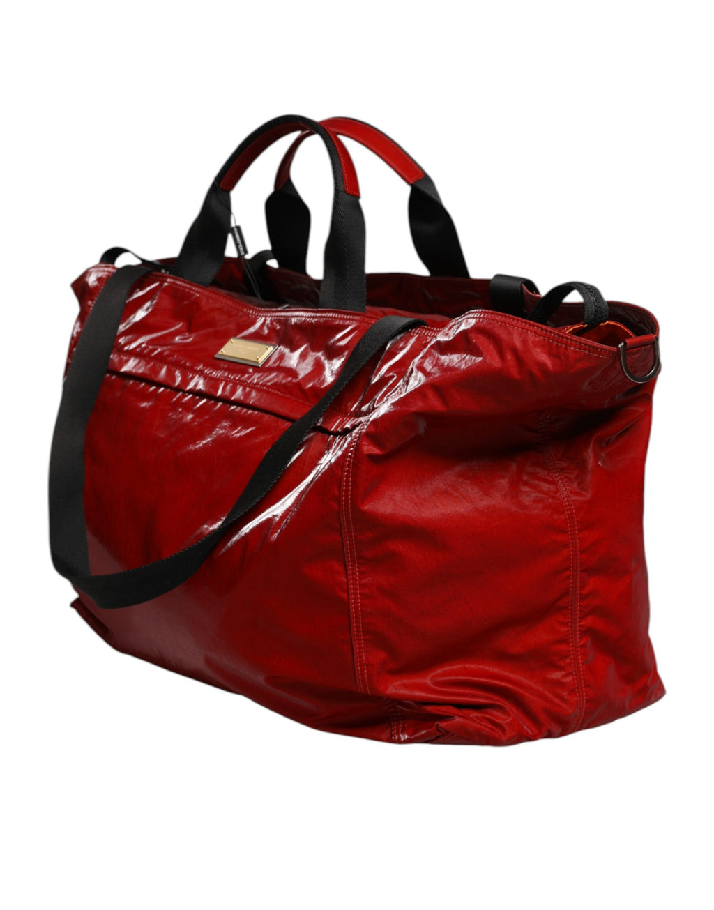 Rote Nylon-Reisetasche mit Schulterriemen