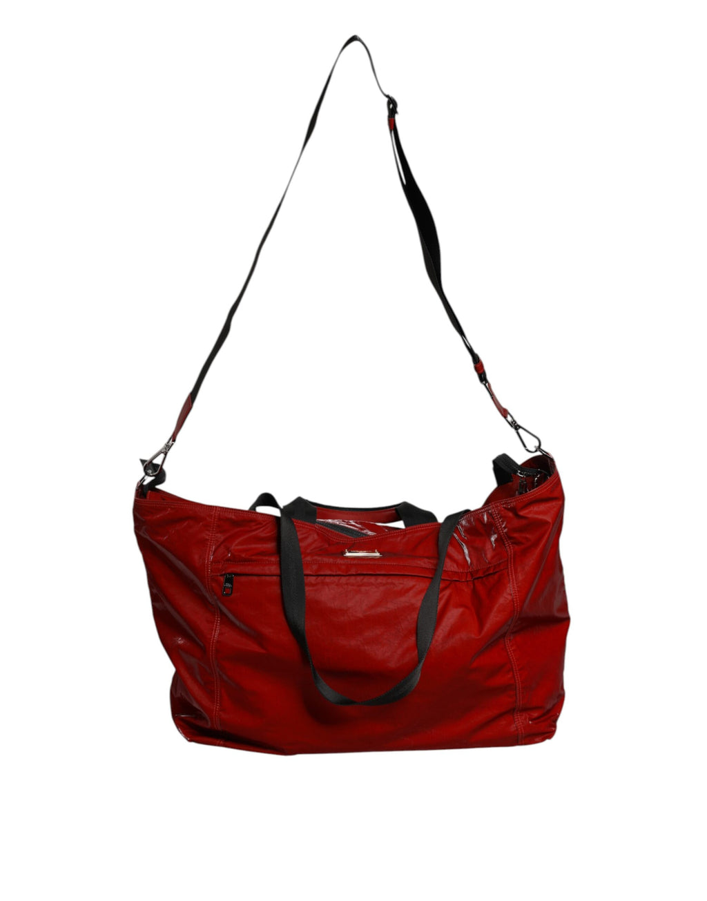 Rote Nylon-Reisetasche mit Schulterriemen