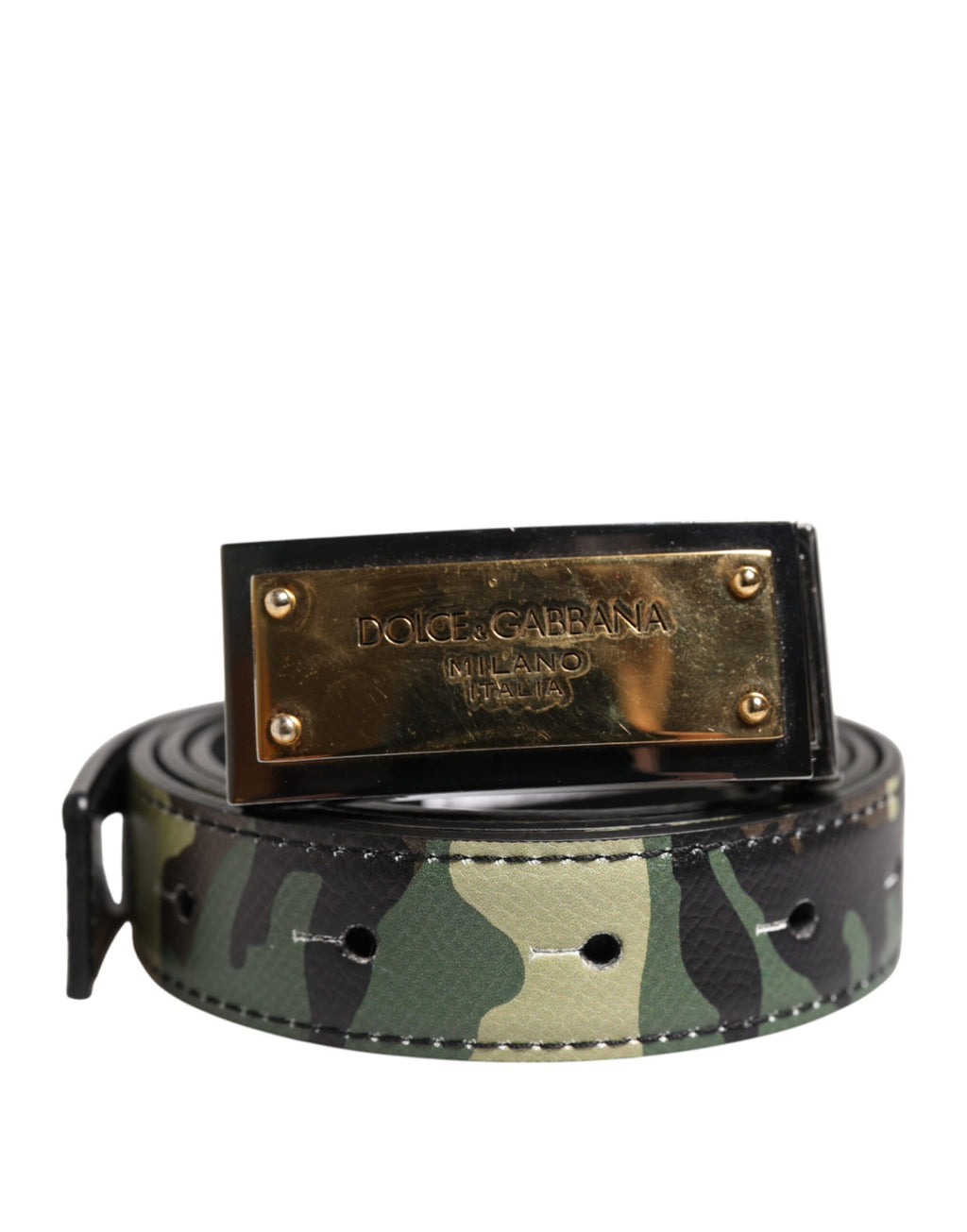 Mehrfarbiger Camouflage-Gürtel mit Metall-Logoschnalle