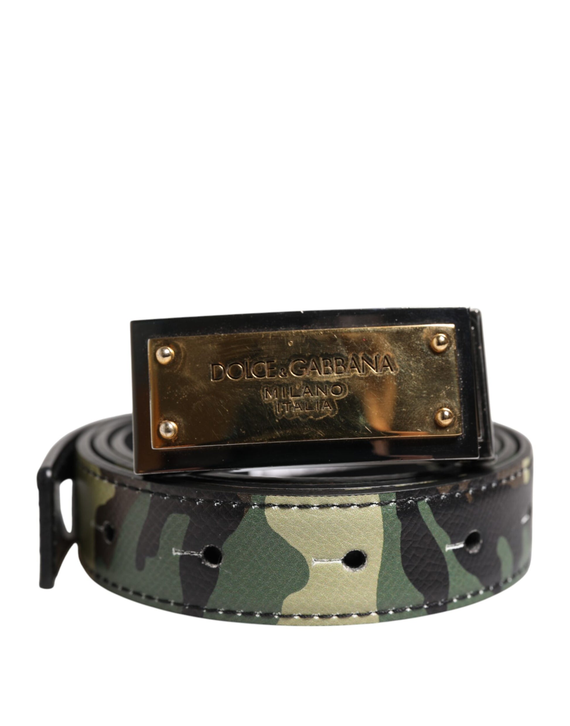 Dolce & Gabbana Multicolor Camouflage Metal Logo Buckle Belt