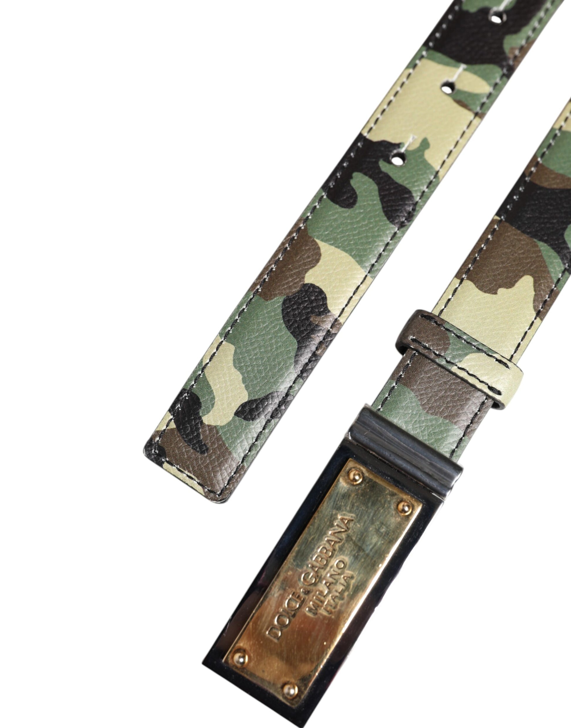 Mehrfarbiger Camouflage-Gürtel mit Metall-Logoschnalle