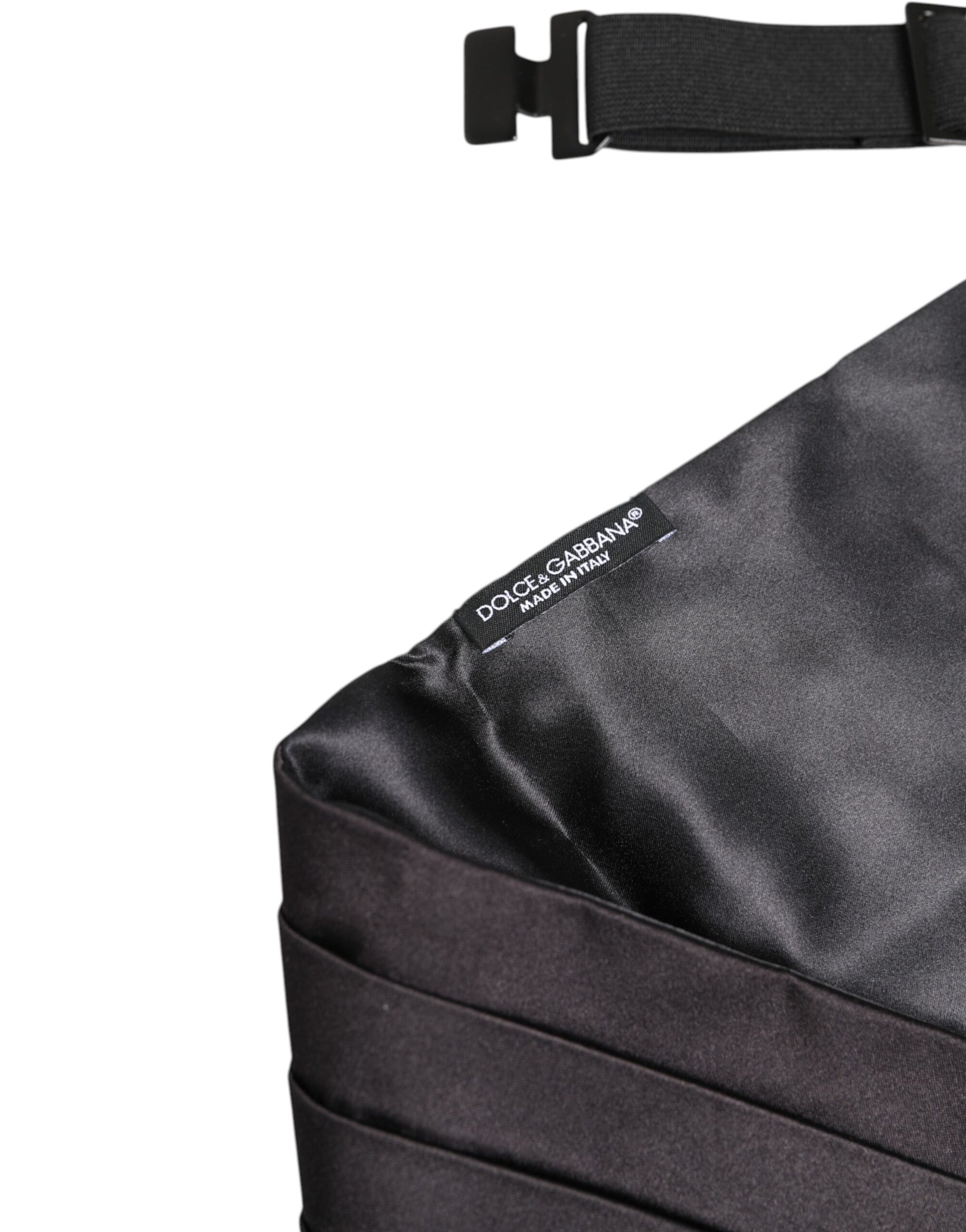 Schwarzer Herrengürtel aus 100 % Seide mit breiter Taille und Kummerbund