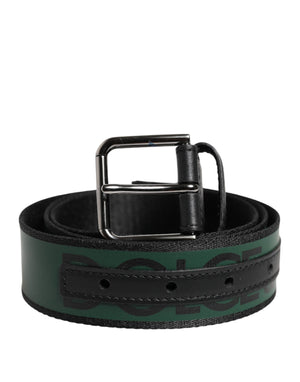 Dolce & Gabbana Green Black Polyester DG Logo Buckle Belt