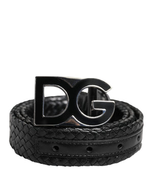Dolce & Gabbana Black Classic Leather DG Logo Buckle Belt