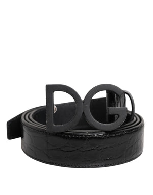 Dolce & Gabbana Black Leather Classic Metal DG Buckle Belt