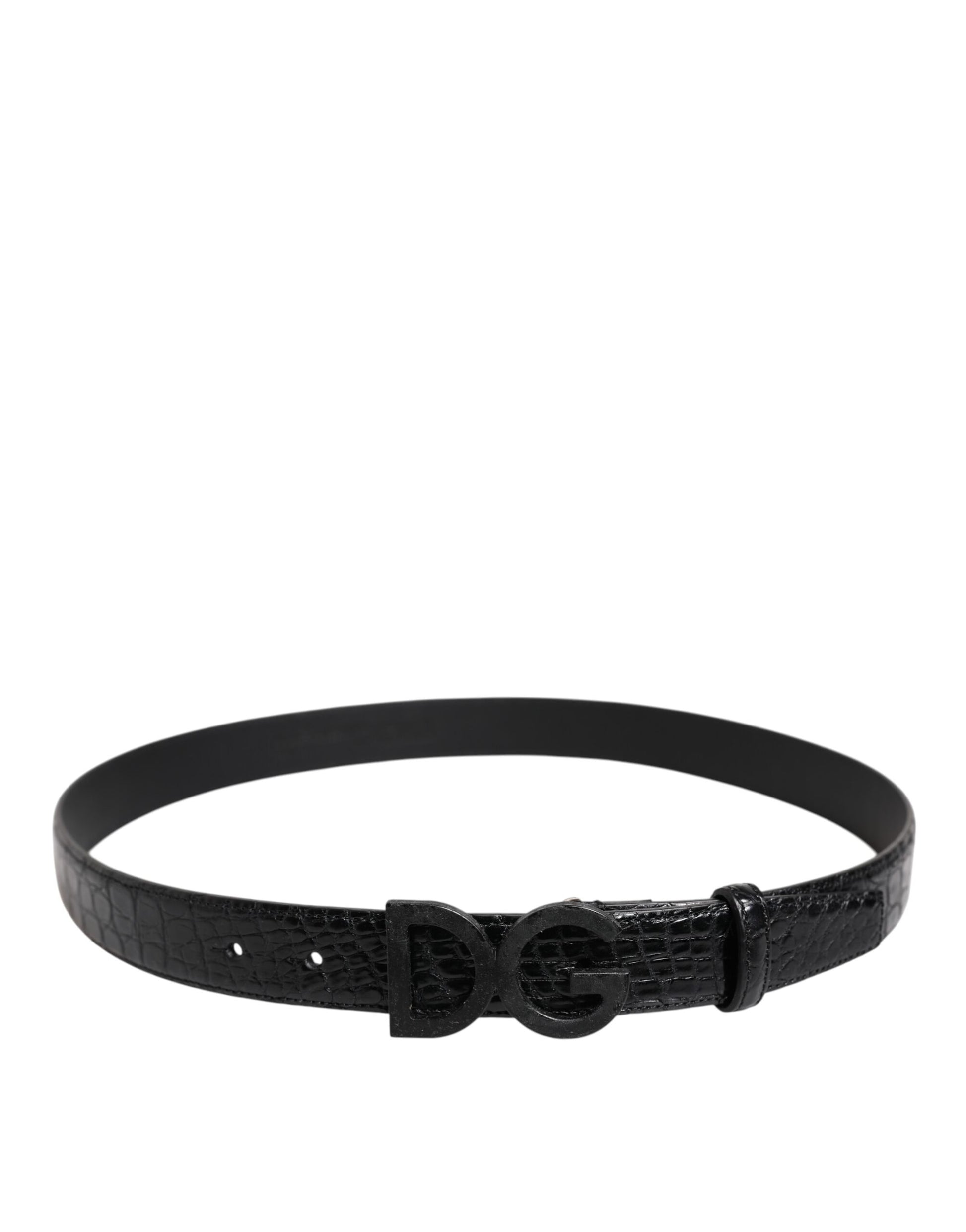Dolce & Gabbana Black Leather Classic Metal DG Buckle Belt