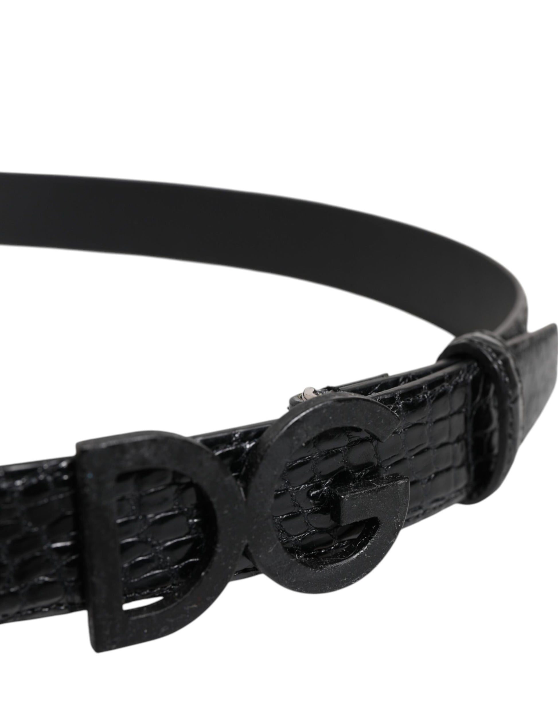 Dolce & Gabbana Black Leather Classic Metal DG Buckle Belt