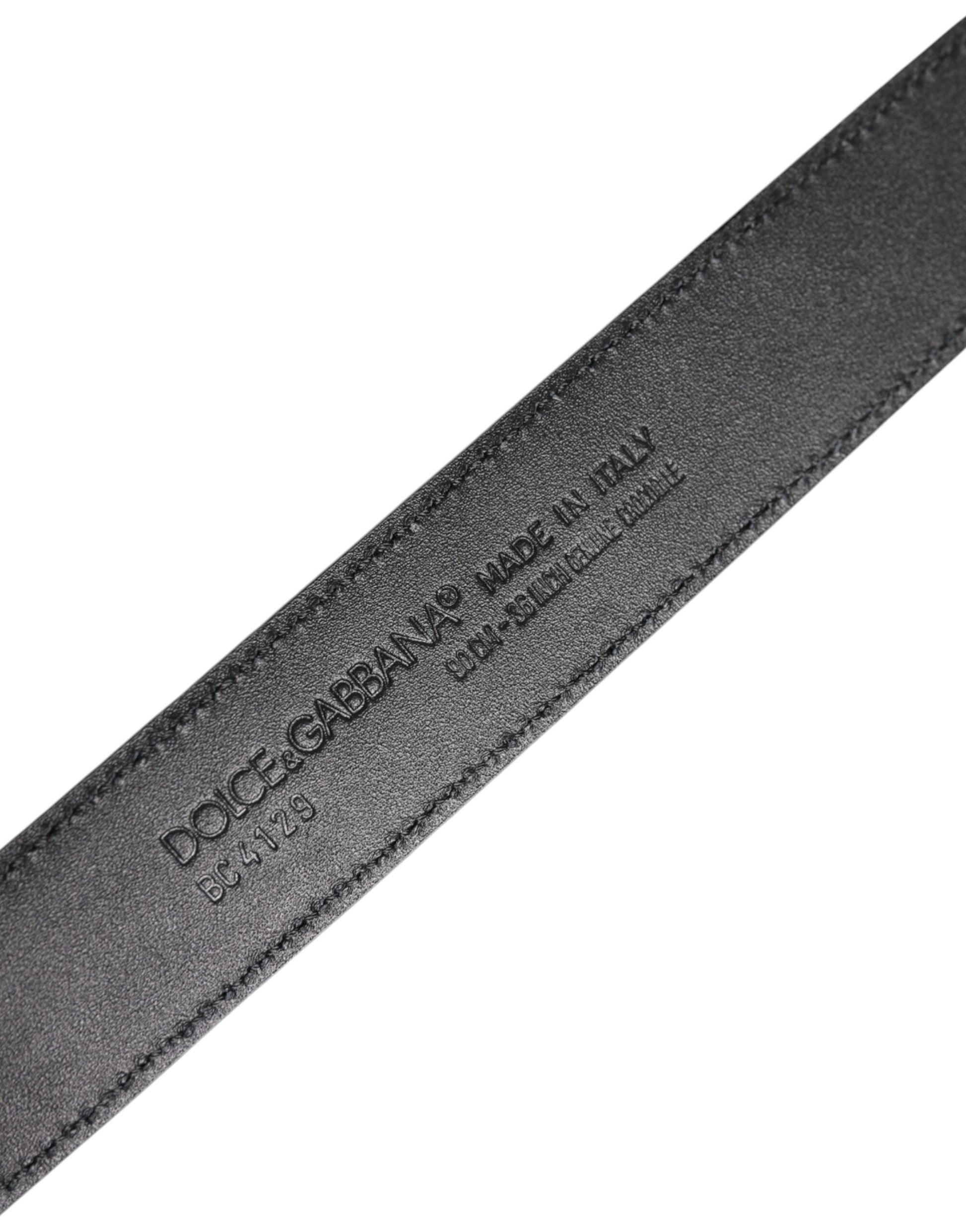 Dolce & Gabbana Black Leather Classic Metal DG Buckle Belt