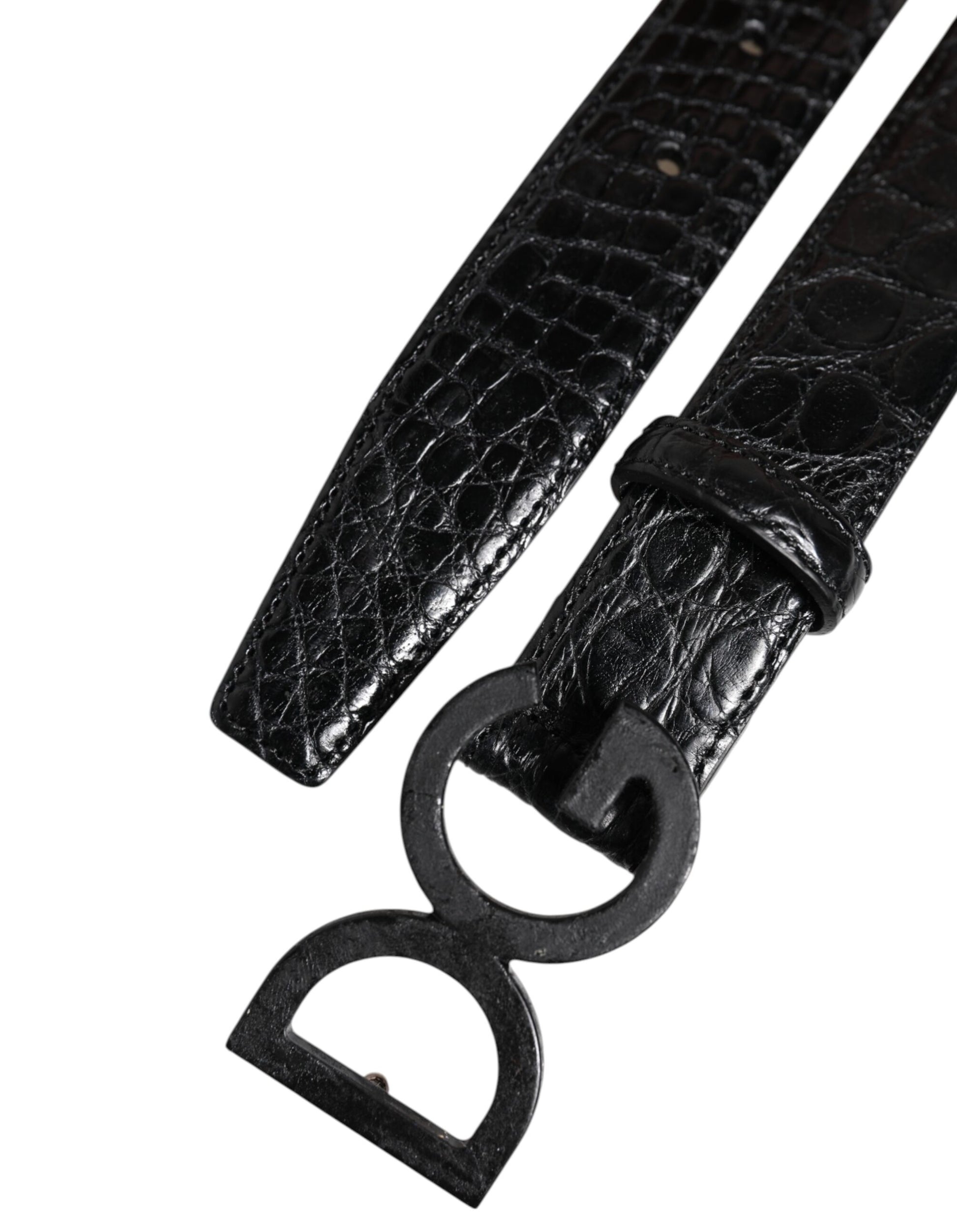 Dolce & Gabbana Black Leather Classic Metal DG Buckle Belt
