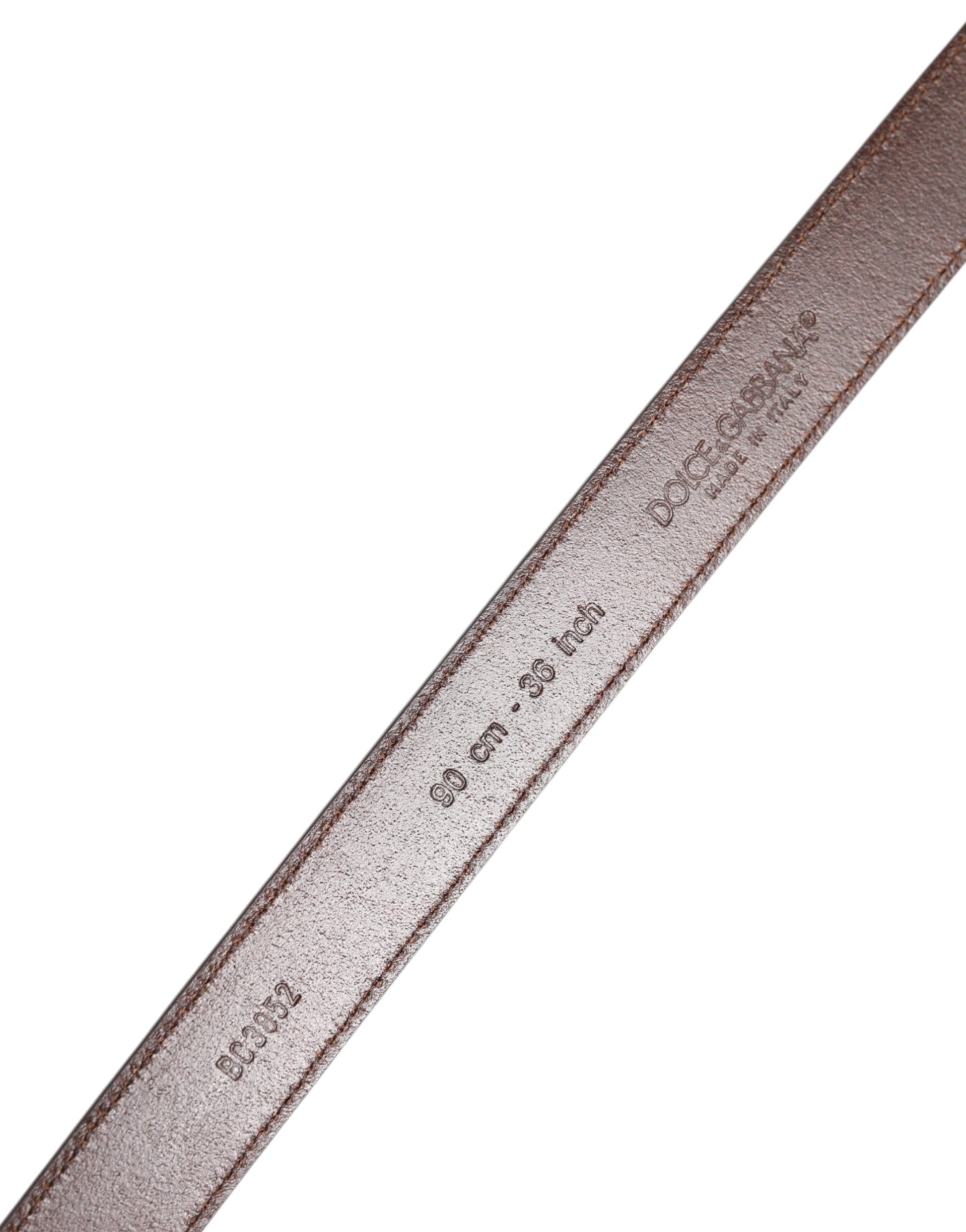 Dolce & Gabbana Brown Calf Leather Antique Buckle Belt