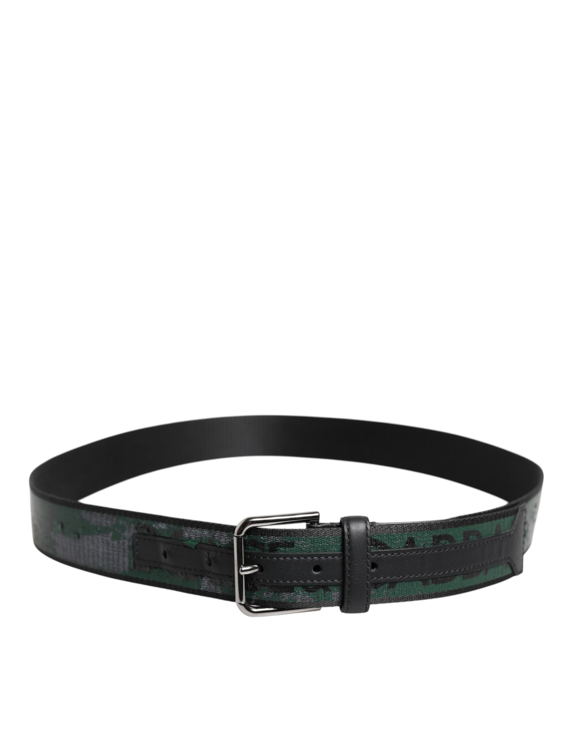 Dolce & Gabbana Green Black Polyester DG Logo Buckle Belt