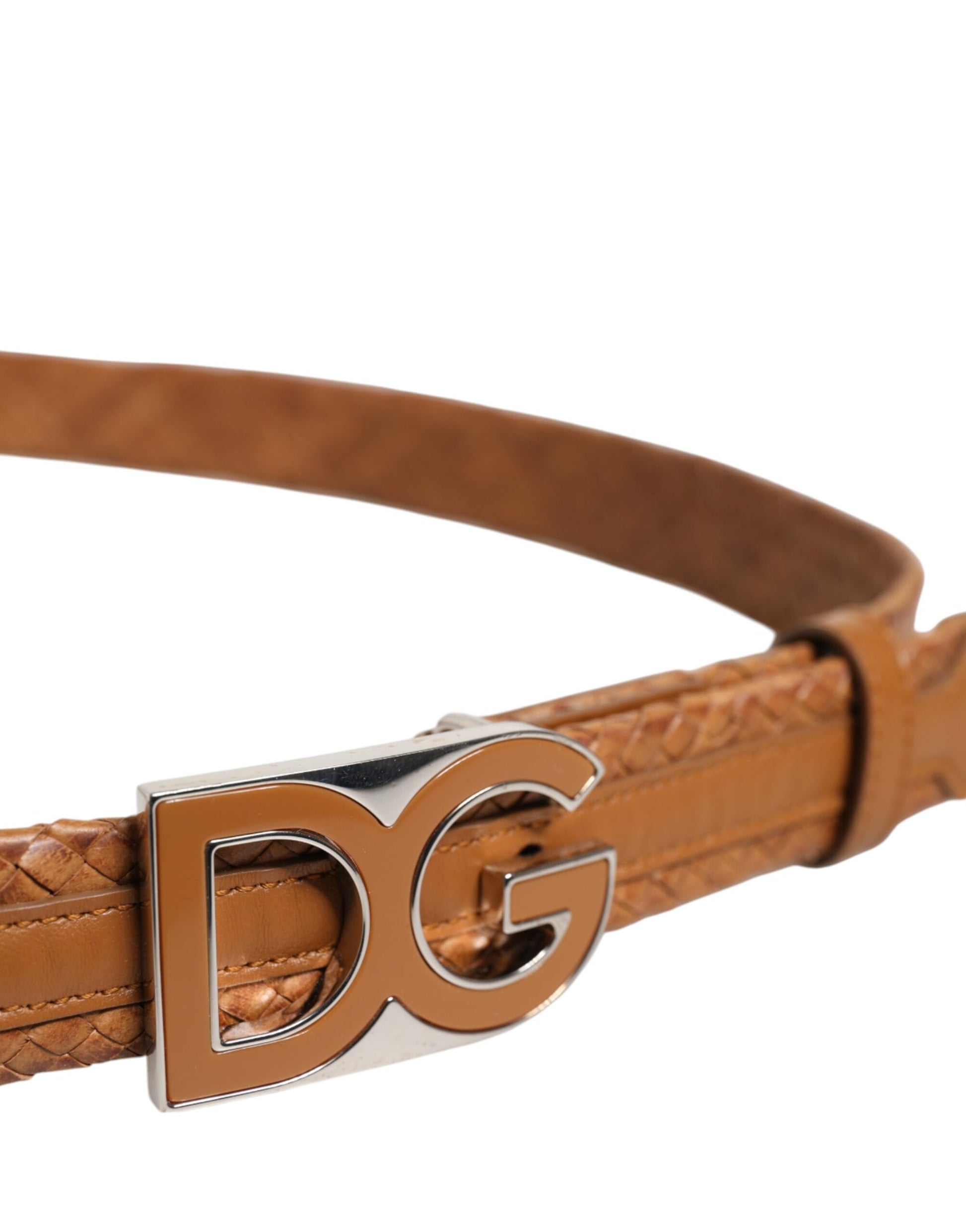 Brauner geflochtener Gürtel mit DG-Logoschnalle aus Metall