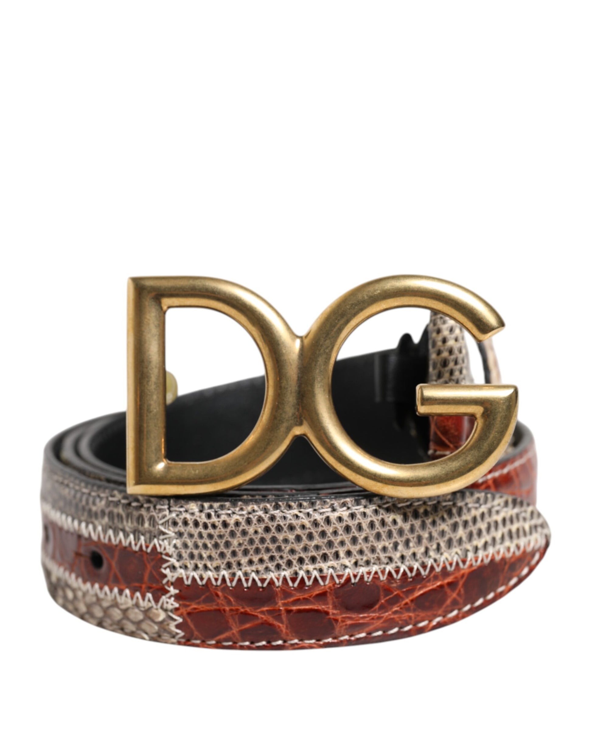 Dolce & Gabbana Multicolor Exotic Leather DG Logo Buckle Belt
