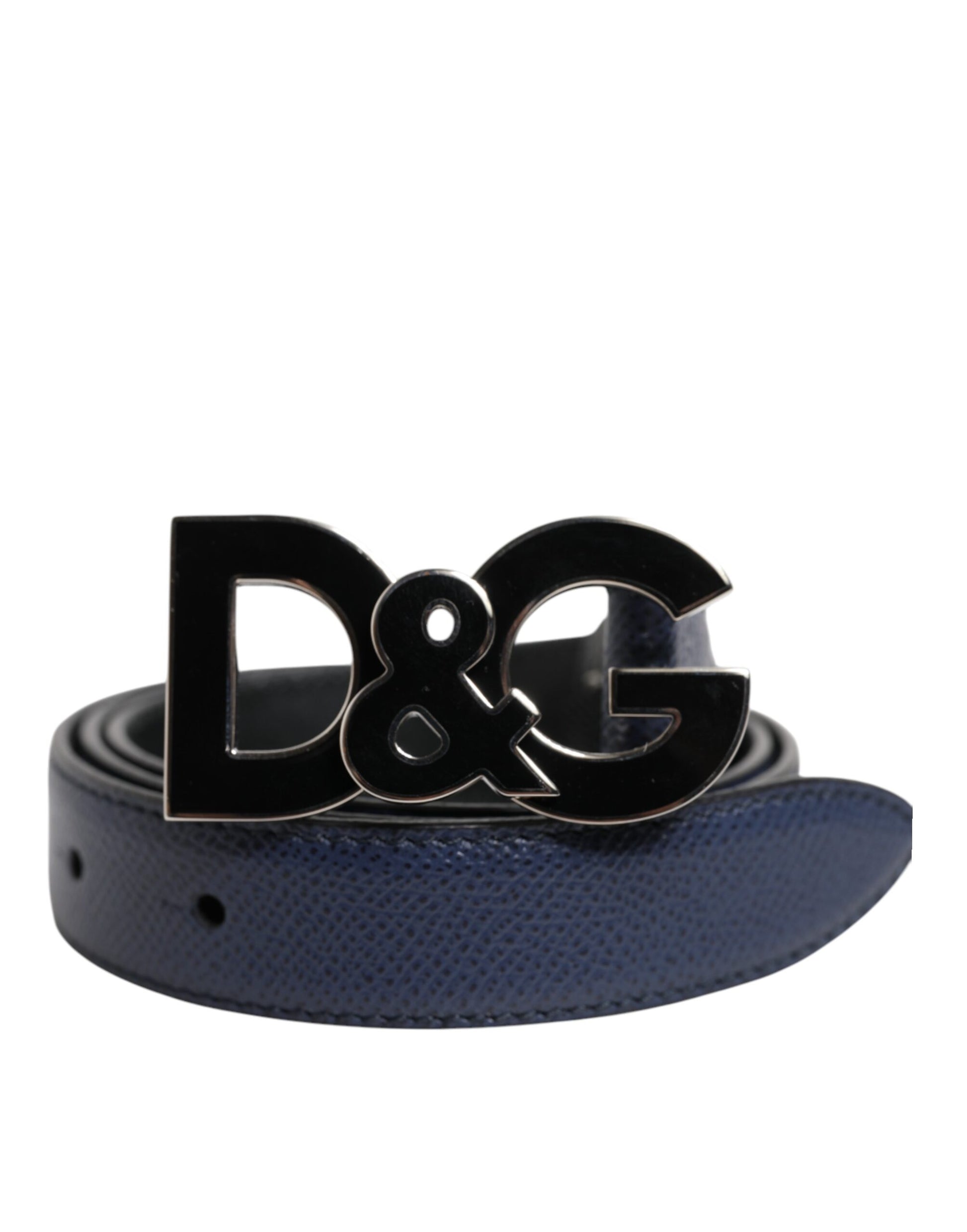 Blauer Ledergürtel mit klassischer DG-Logoschnalle aus Metall