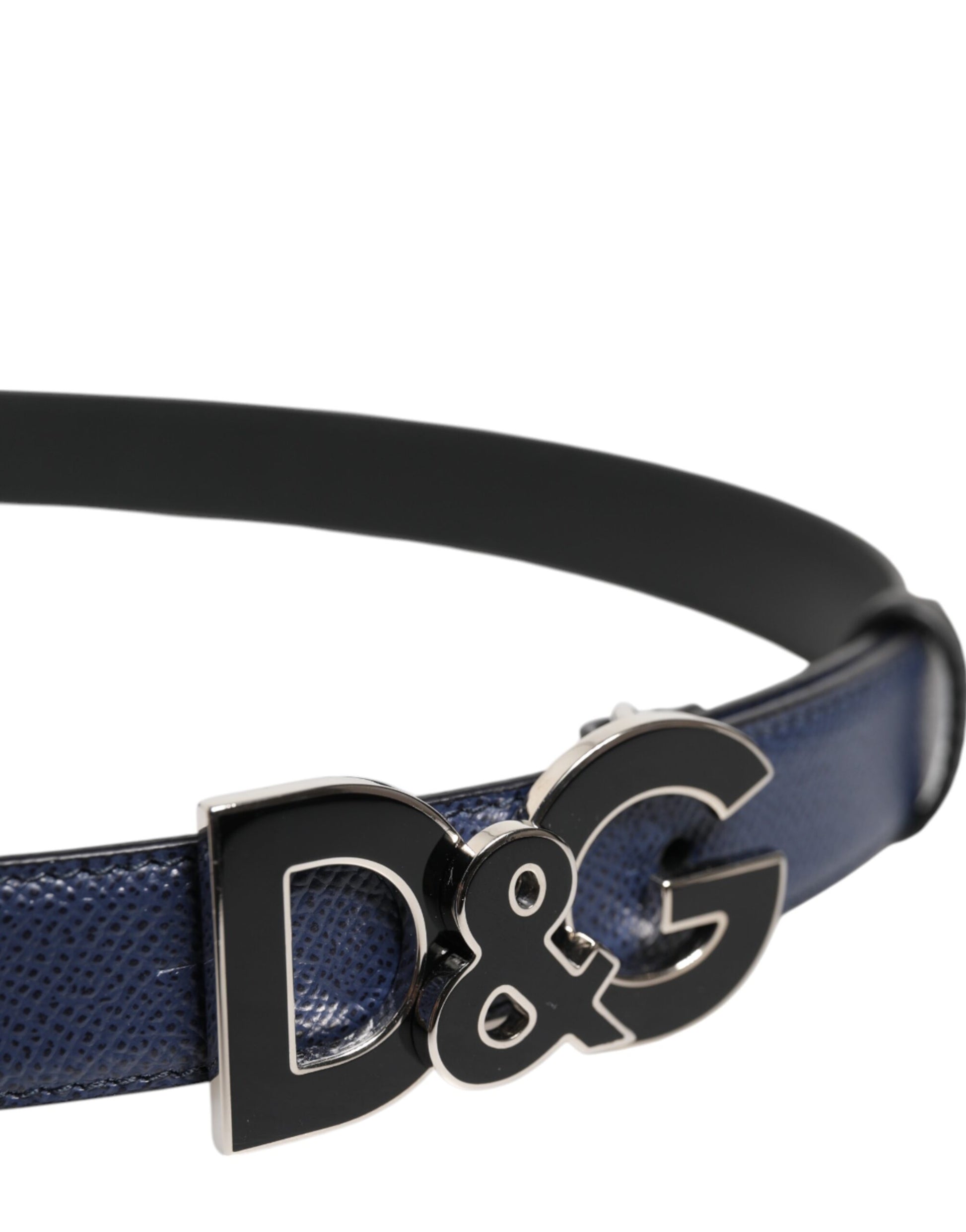Blauer Ledergürtel mit klassischer DG-Logoschnalle aus Metall