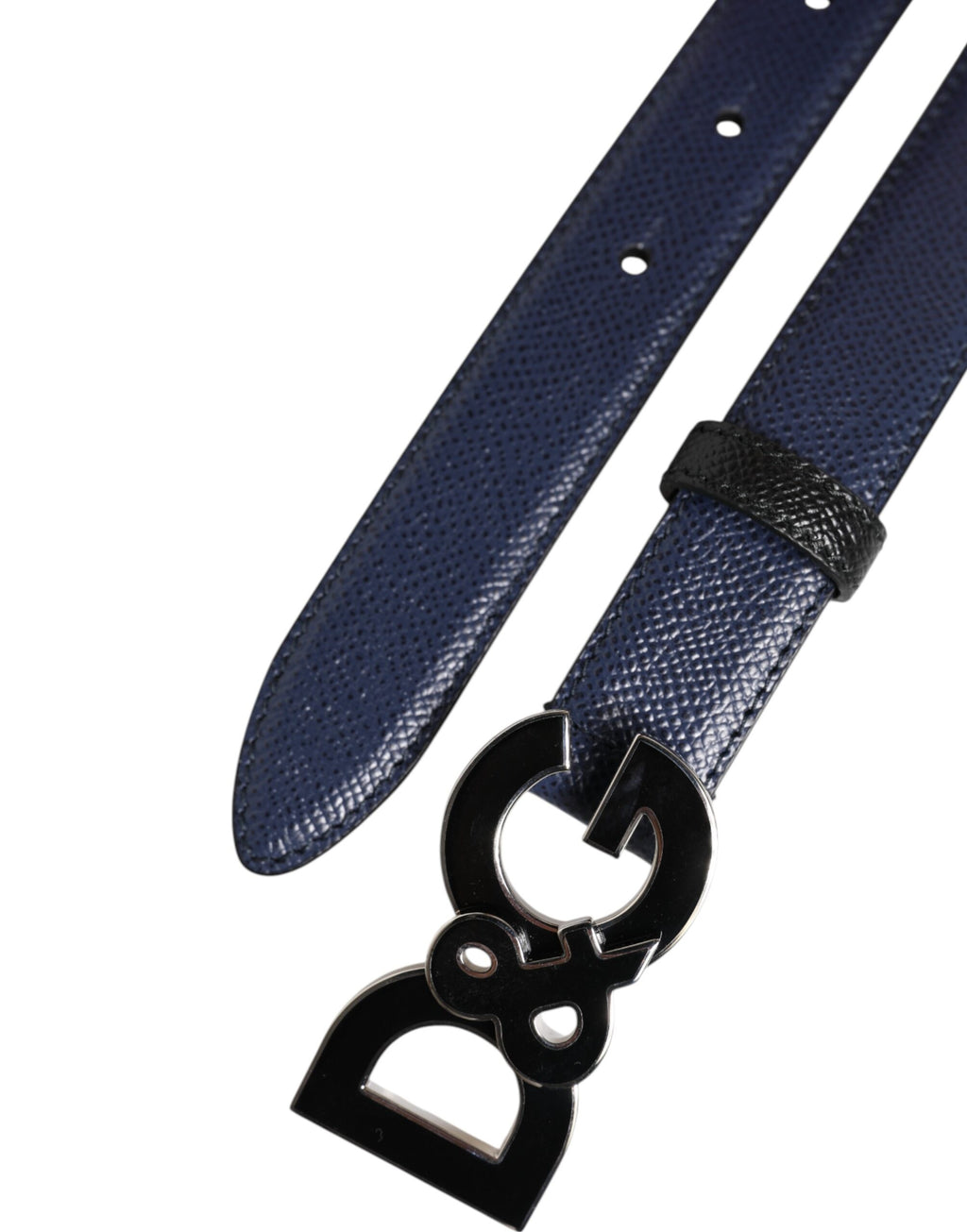 Blauer Ledergürtel mit klassischer DG-Logoschnalle aus Metall