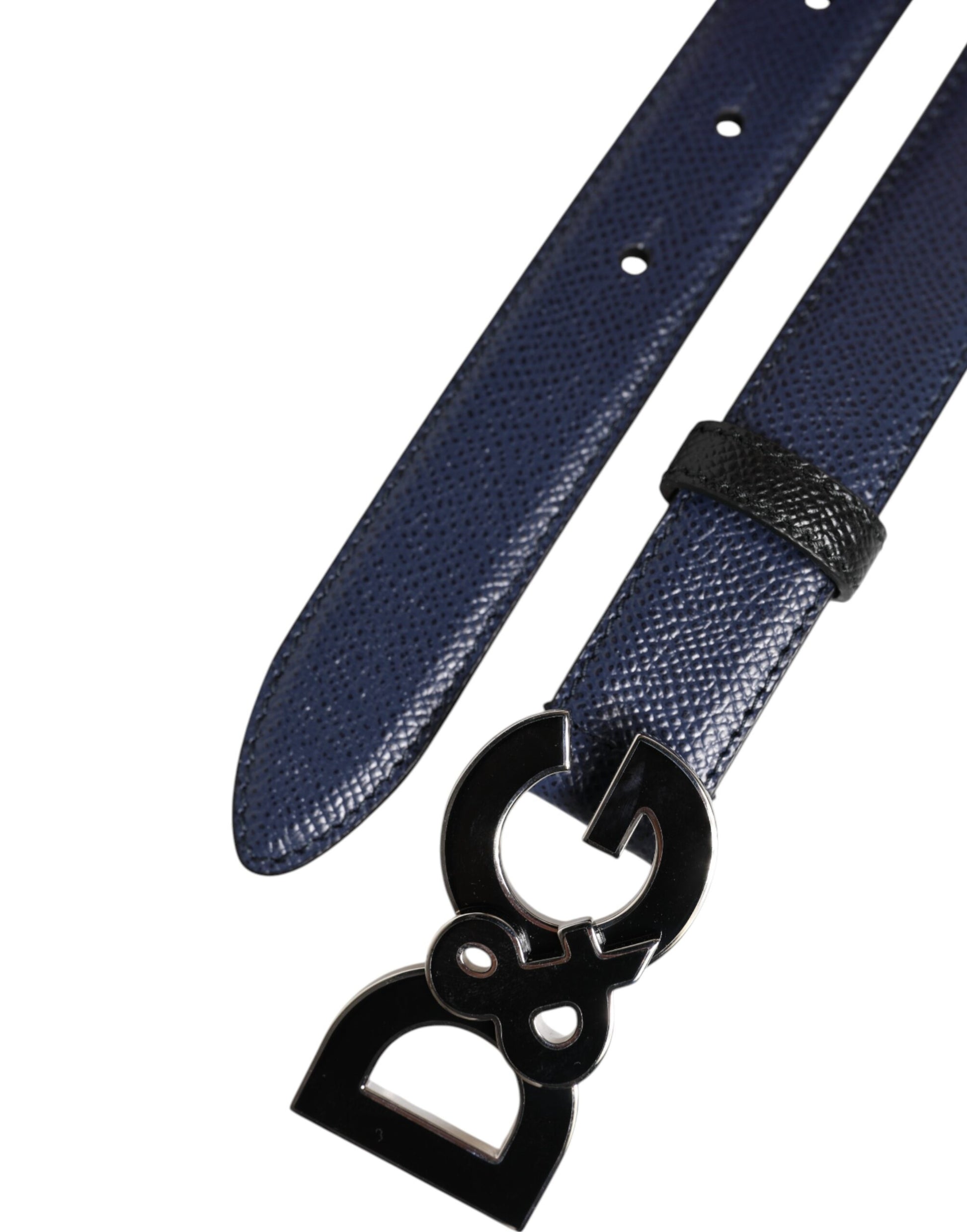 Blauer Ledergürtel mit klassischer DG-Logoschnalle aus Metall