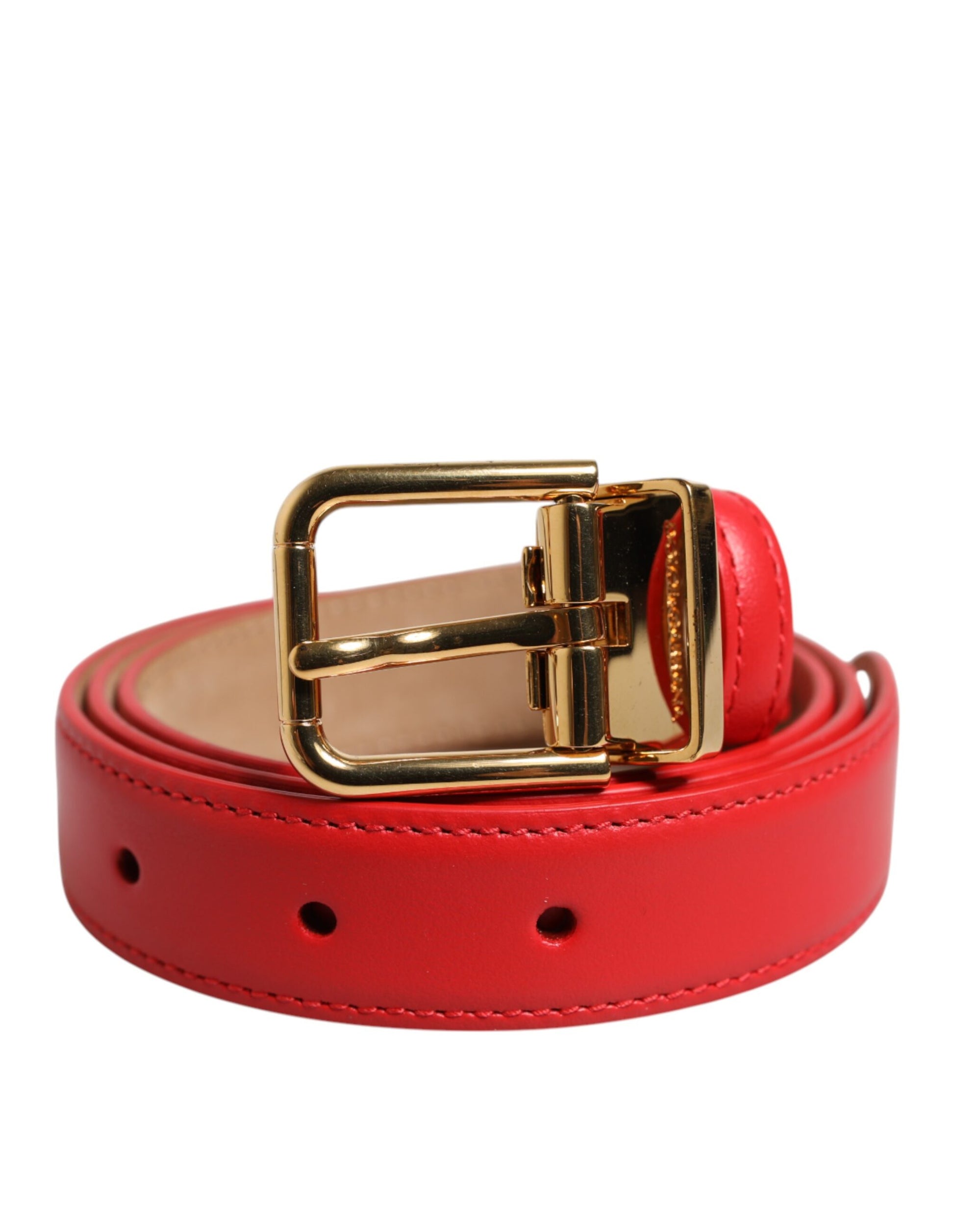 Cintura-Gürtel aus rotem Leder mit goldener Metallschnalle