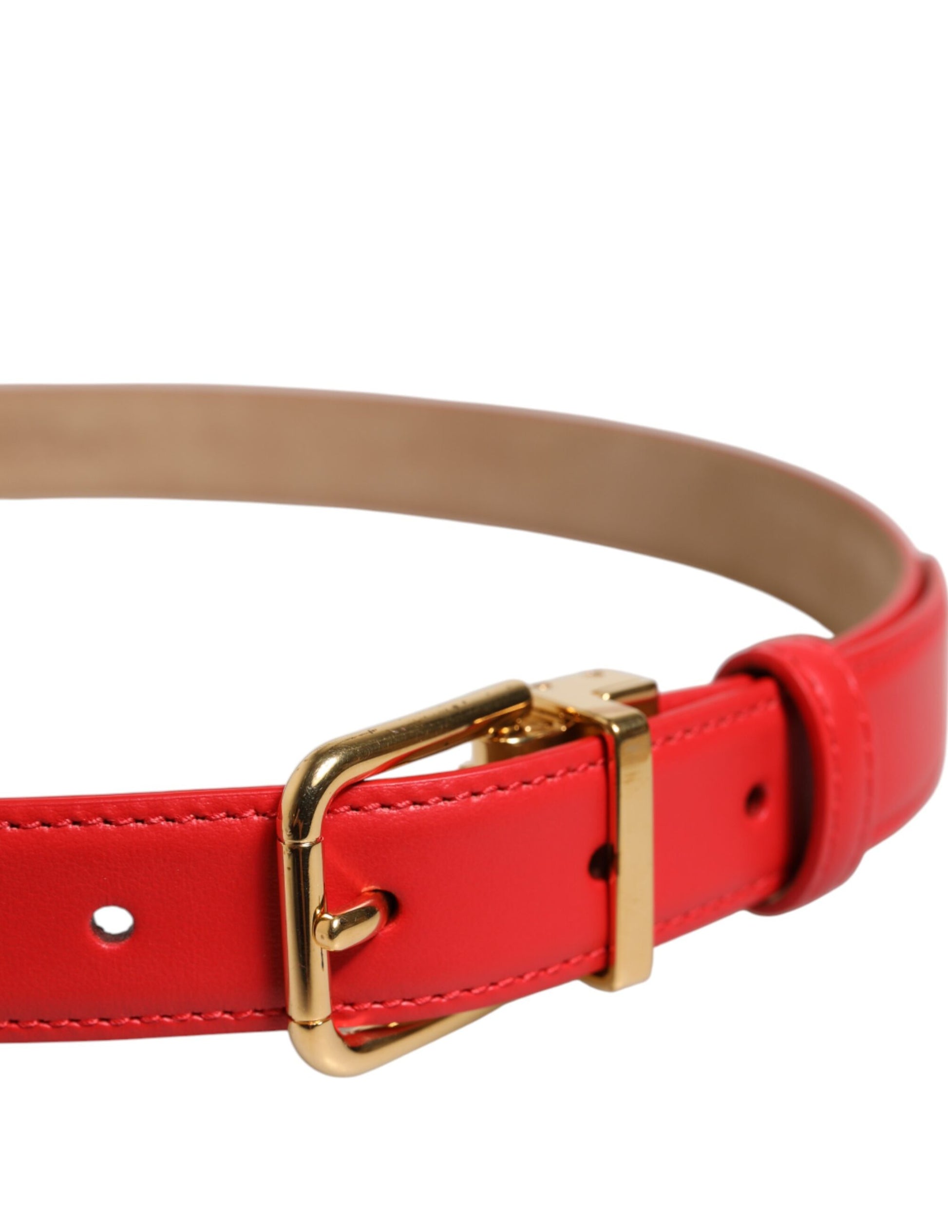 Cintura-Gürtel aus rotem Leder mit goldener Metallschnalle