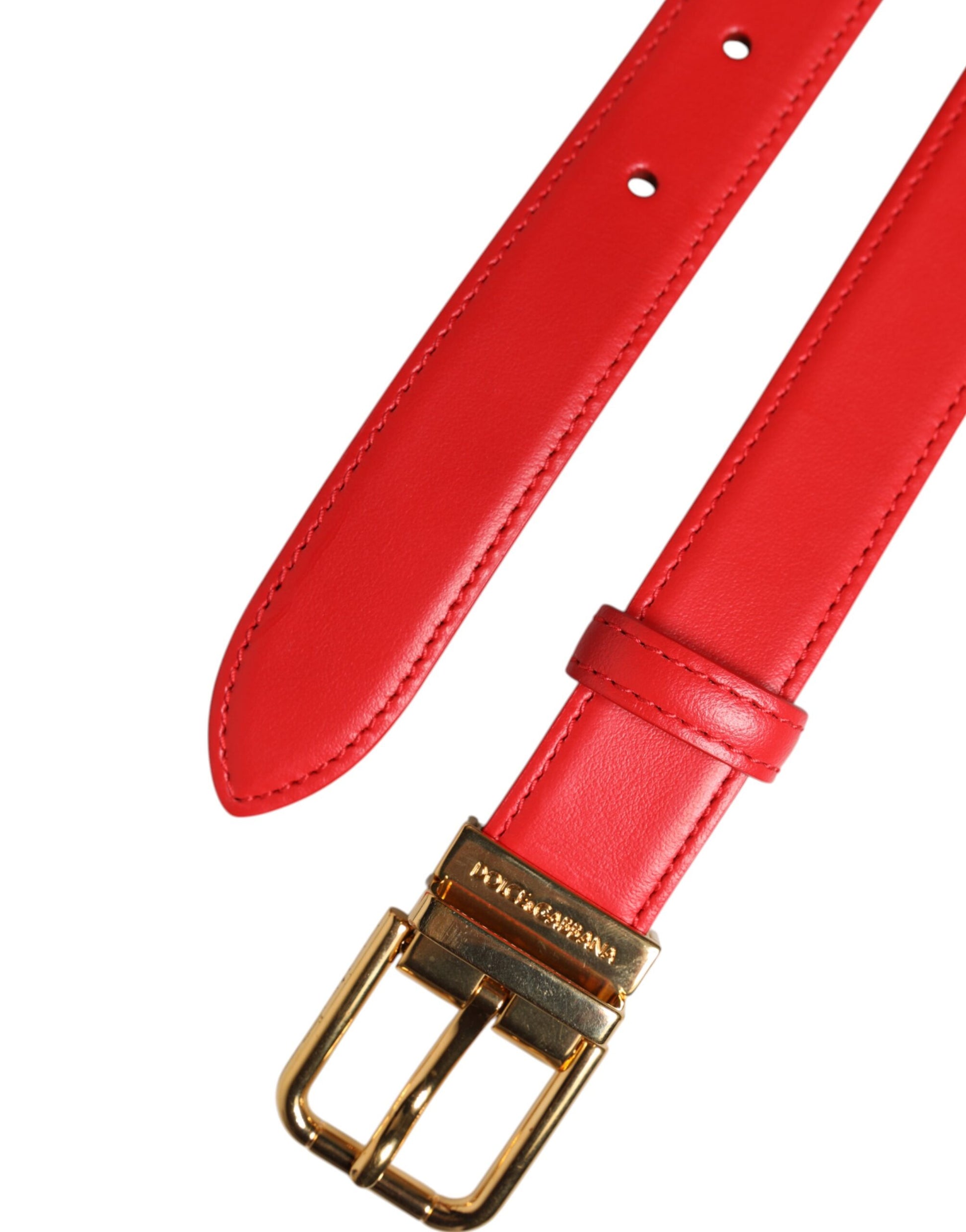 Cintura-Gürtel aus rotem Leder mit goldener Metallschnalle