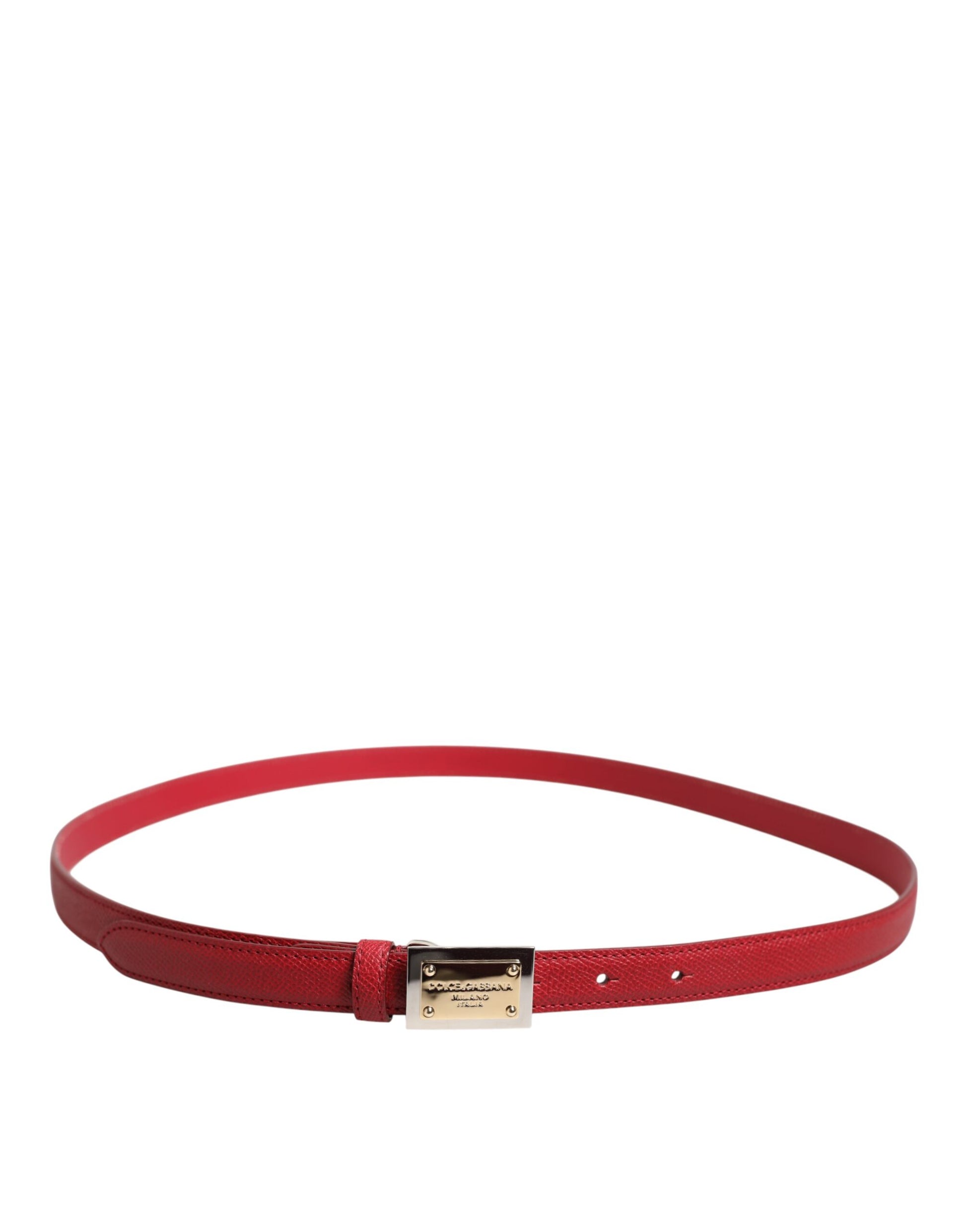 Roter Cintura-Gürtel aus Leder mit quadratischer Metallschnalle