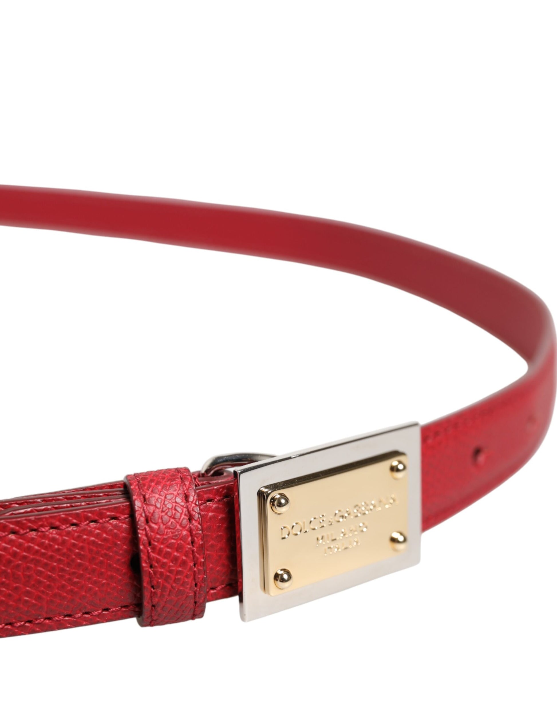Roter Cintura-Gürtel aus Leder mit quadratischer Metallschnalle