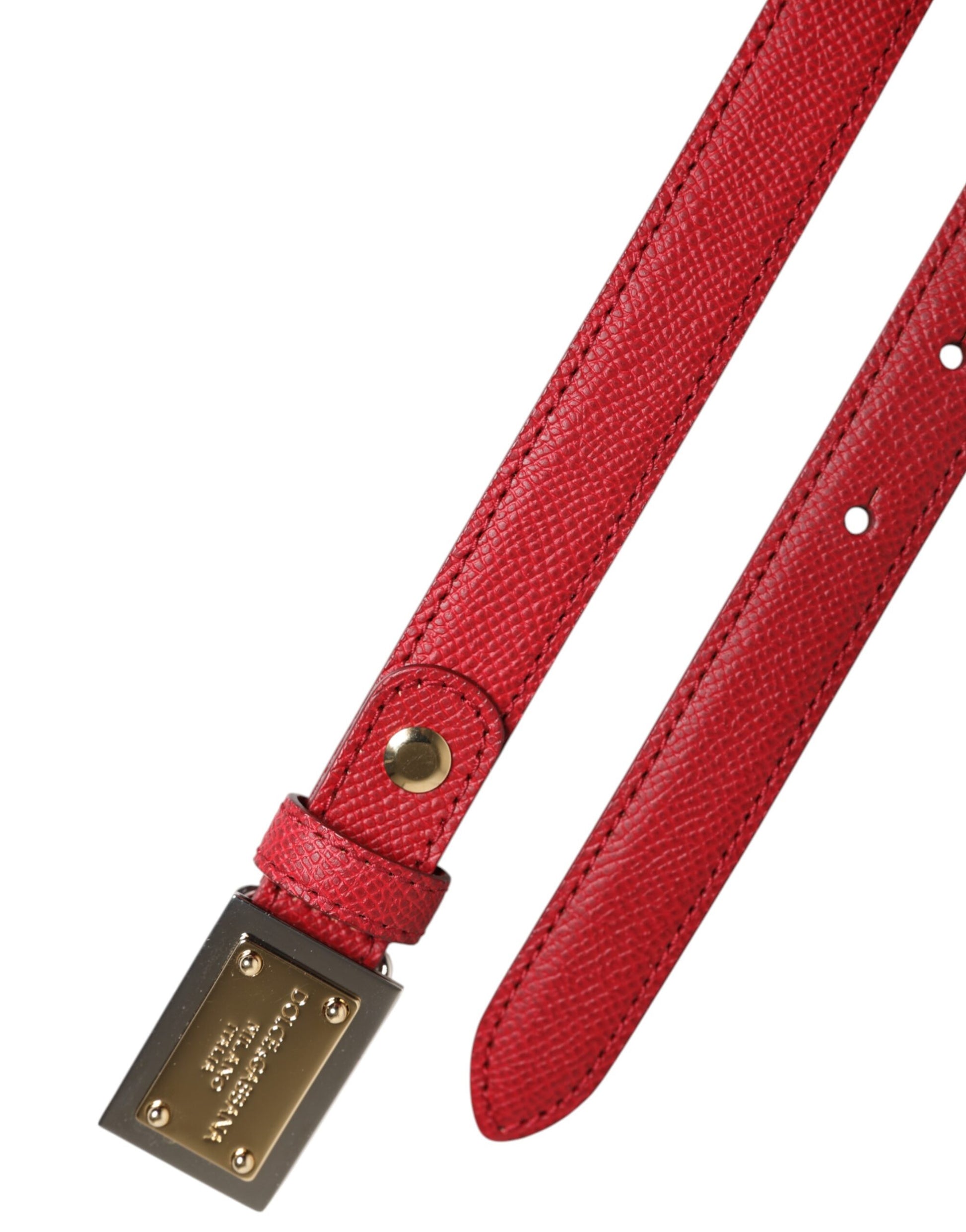 Roter Cintura-Gürtel aus Leder mit quadratischer Metallschnalle