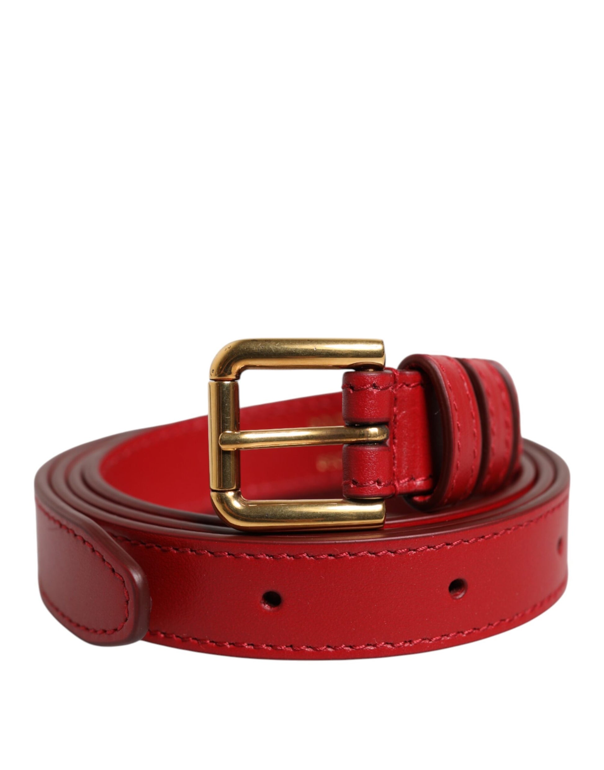 Roter Taillengürtel aus Metall mit eingraviertem Logo
