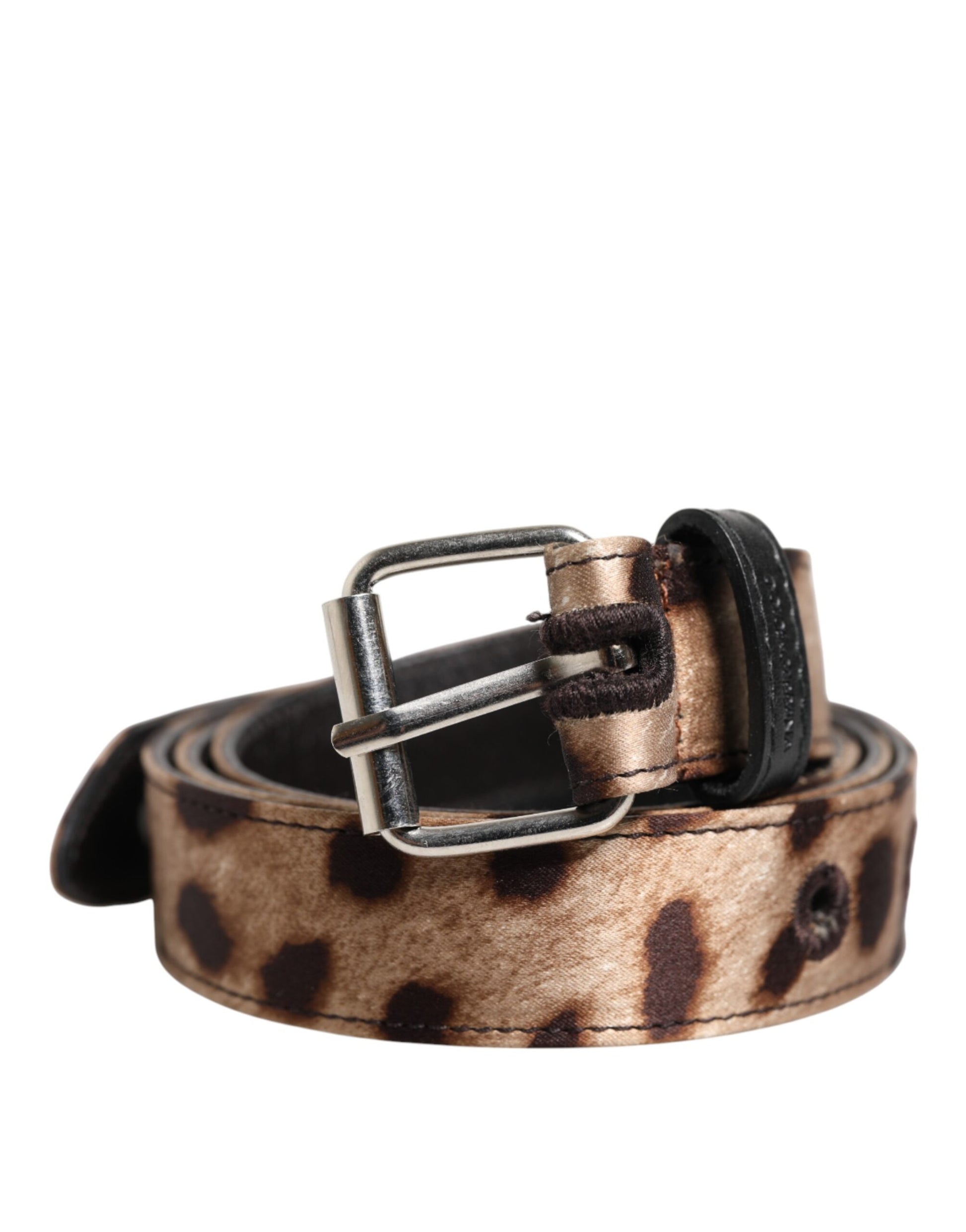 Brauner Leopardengürtel mit silberner Metallschnalle