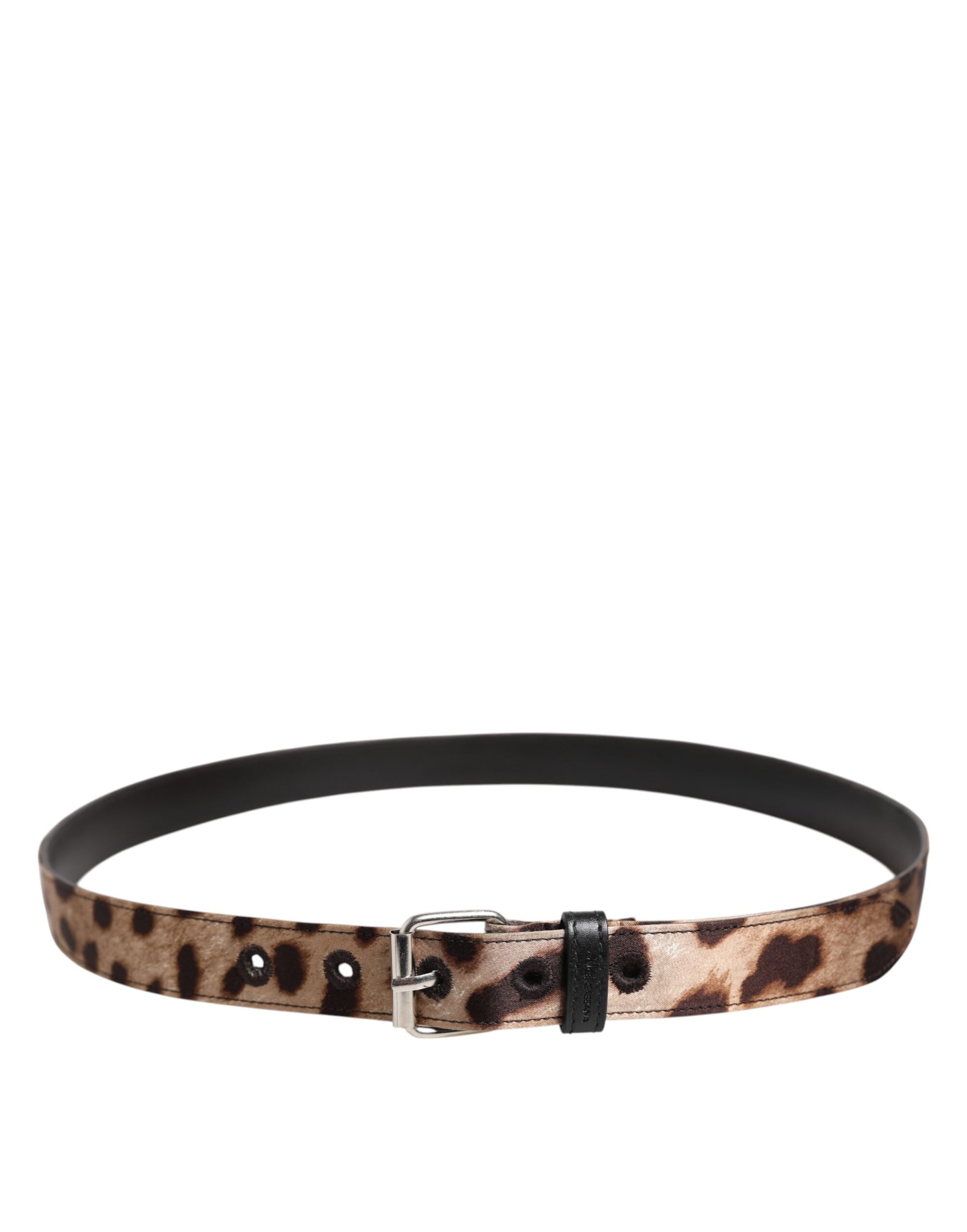 Brauner Leopardengürtel mit silberner Metallschnalle