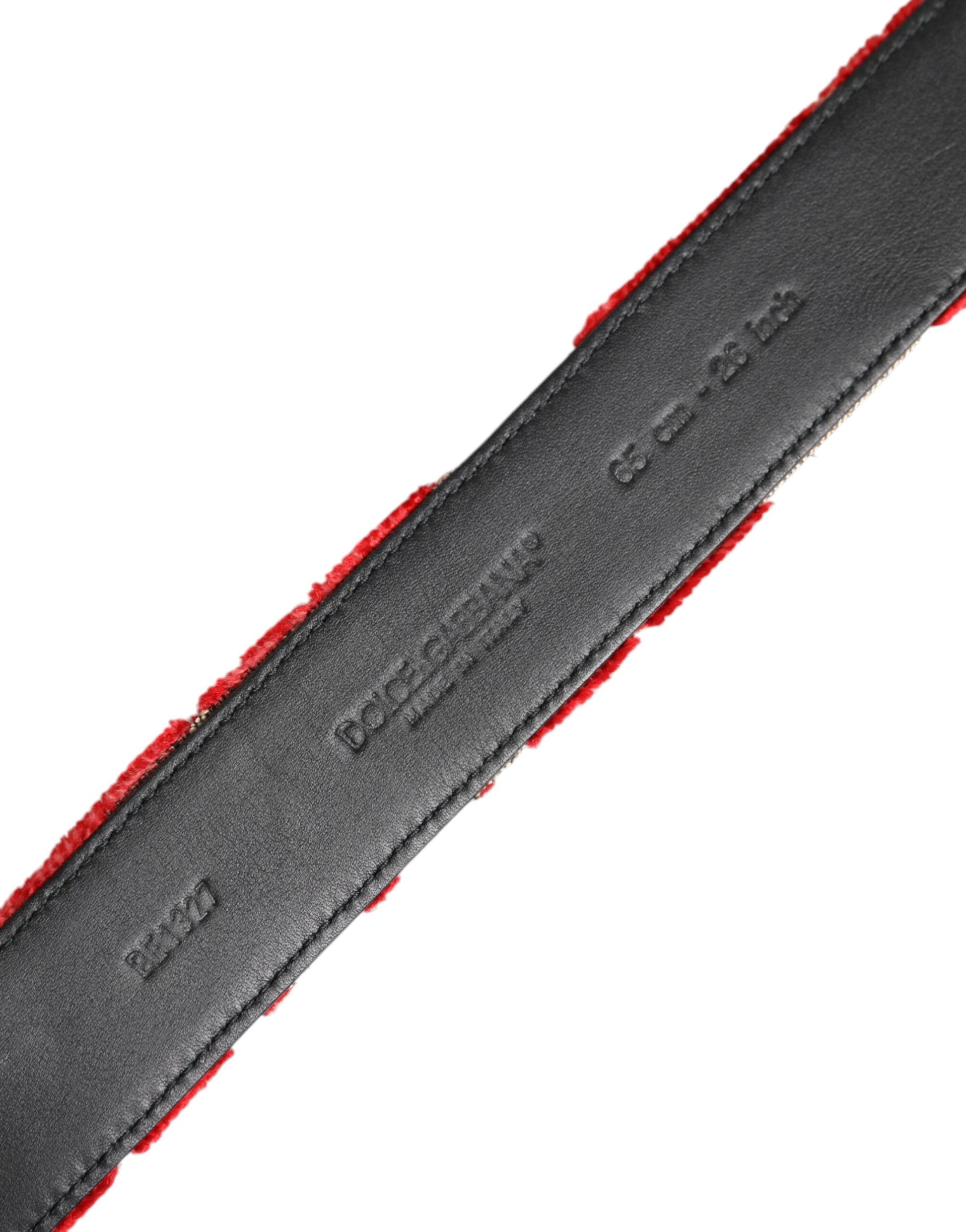 Roter Viskosegürtel mit silberner DG-Logo-Metallschnalle