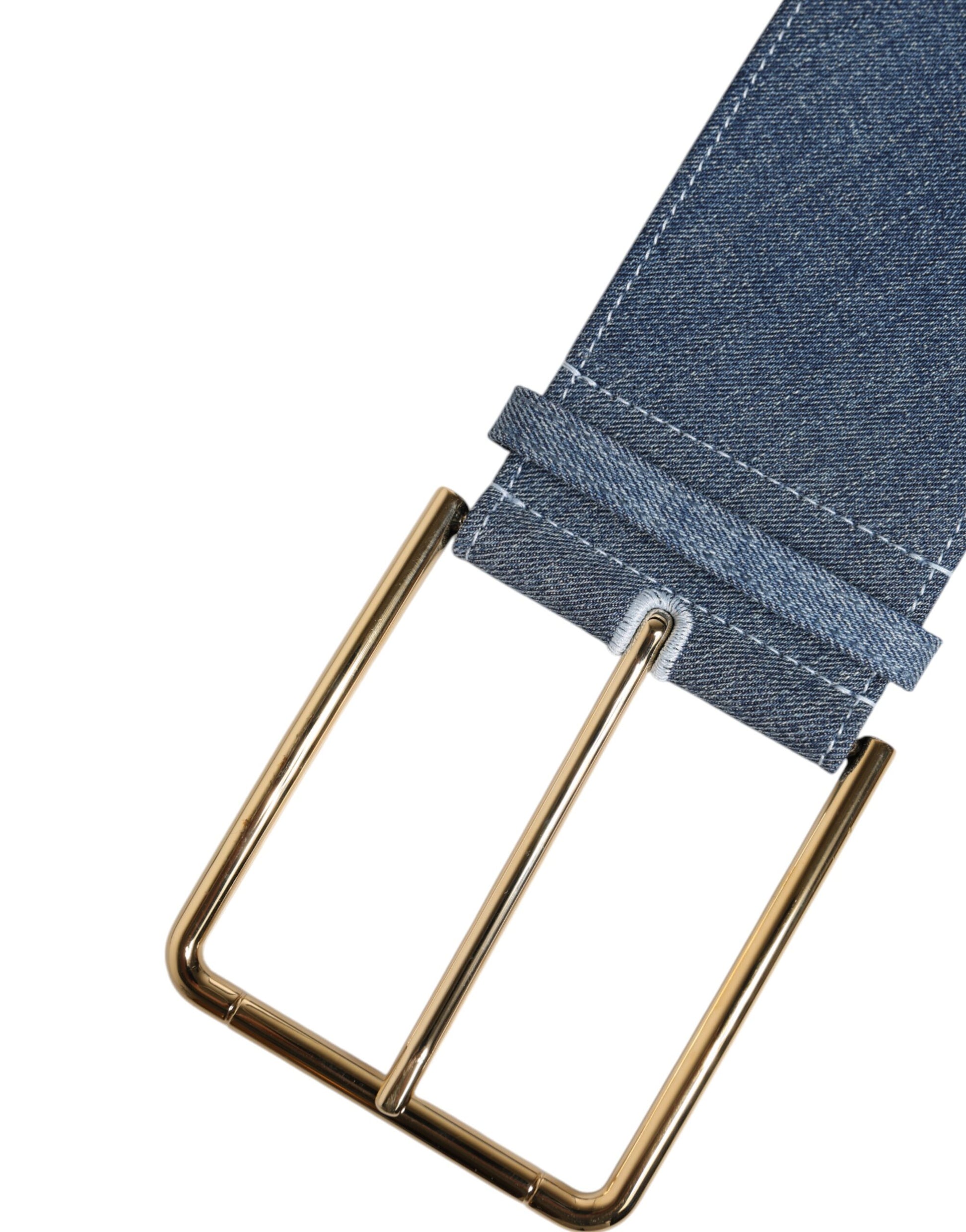 Zweifarbiger Jeansgürtel in Blau mit goldener Metallschnalle