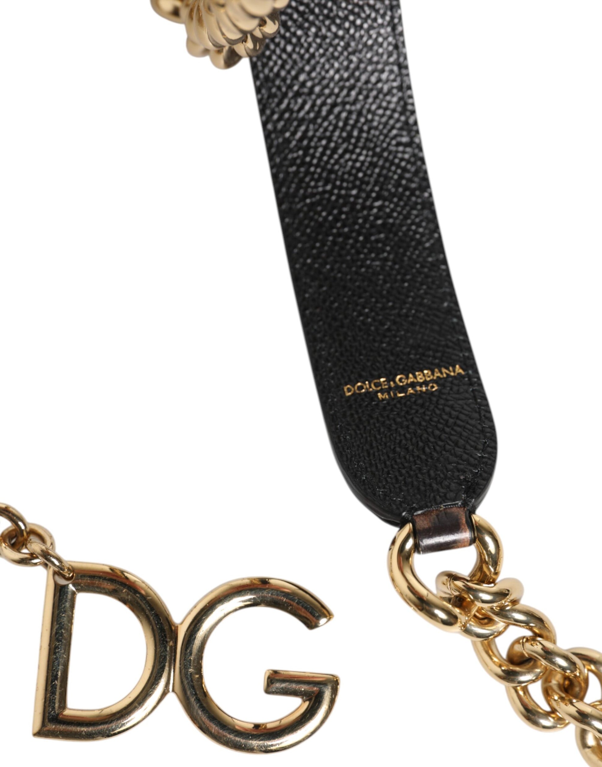 Dolce & Gabbana Brown Leopard Gold Brass Chain Accessory Shoulder Strap