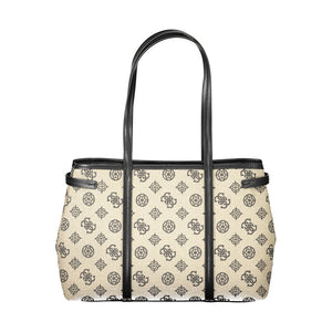 Beige Damenhandtasche aus Baumwolle
