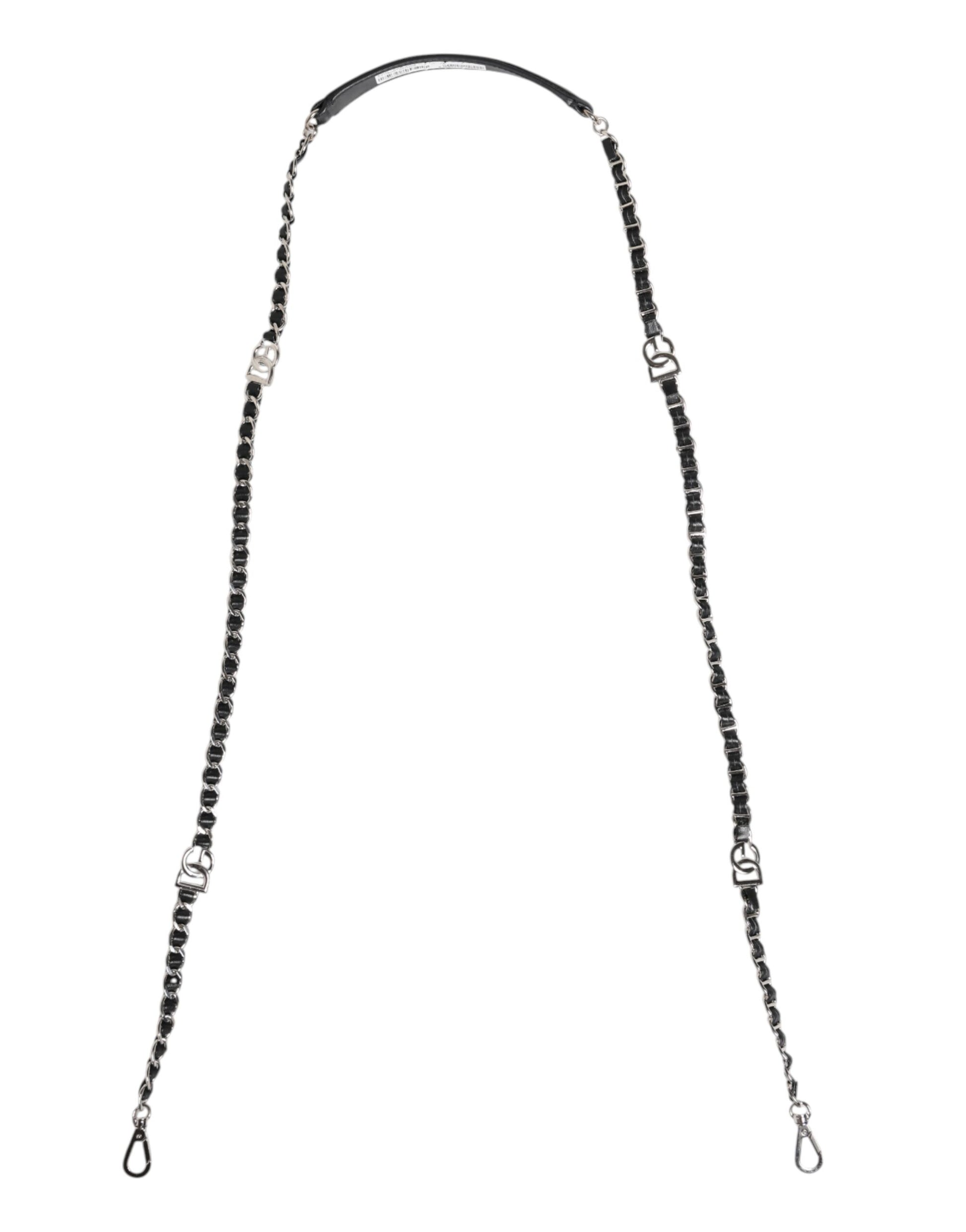 Dolce & Gabbana Black Leather DG Logo Chain Bag Shoulder Strap