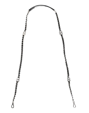 Dolce & Gabbana Black Leather DG Logo Chain Bag Shoulder Strap