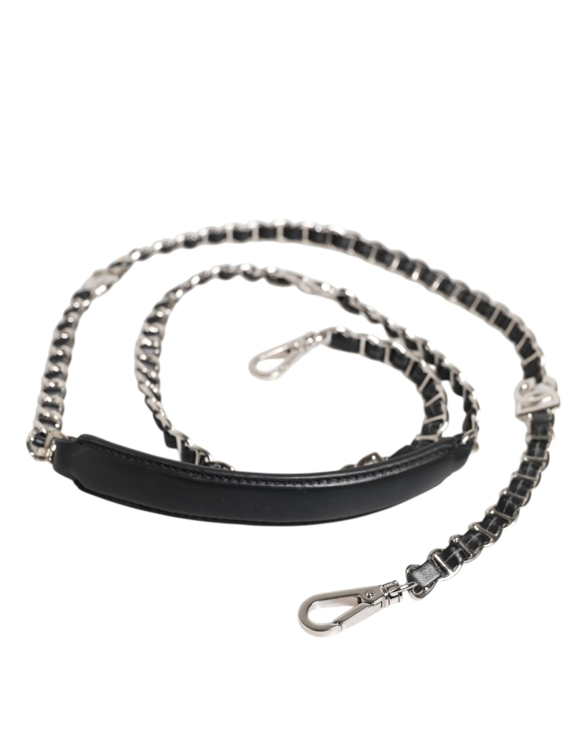 Dolce & Gabbana Black Leather DG Logo Chain Bag Shoulder Strap
