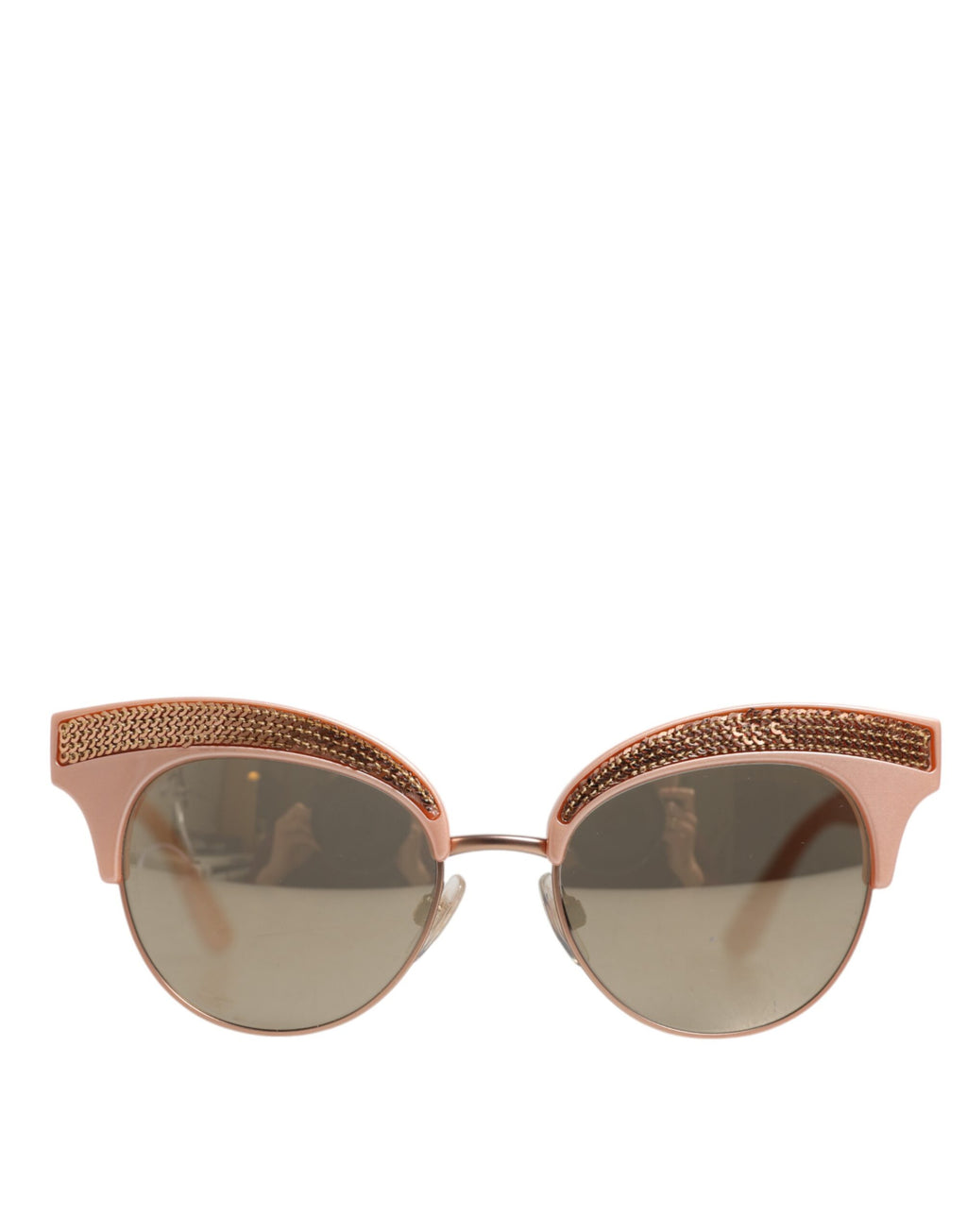 Dolce & Gabbana Pink Gold Mirrored Cat Eye DG6109 Sequined Sunglasses