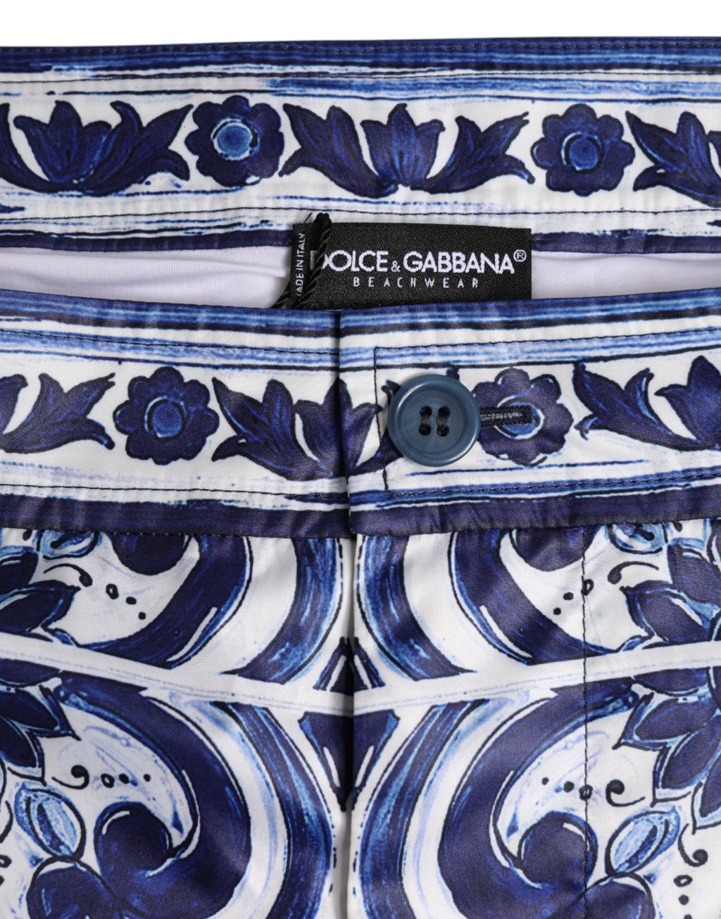 Blue White Majolica Print Swim Shorts Swimwear