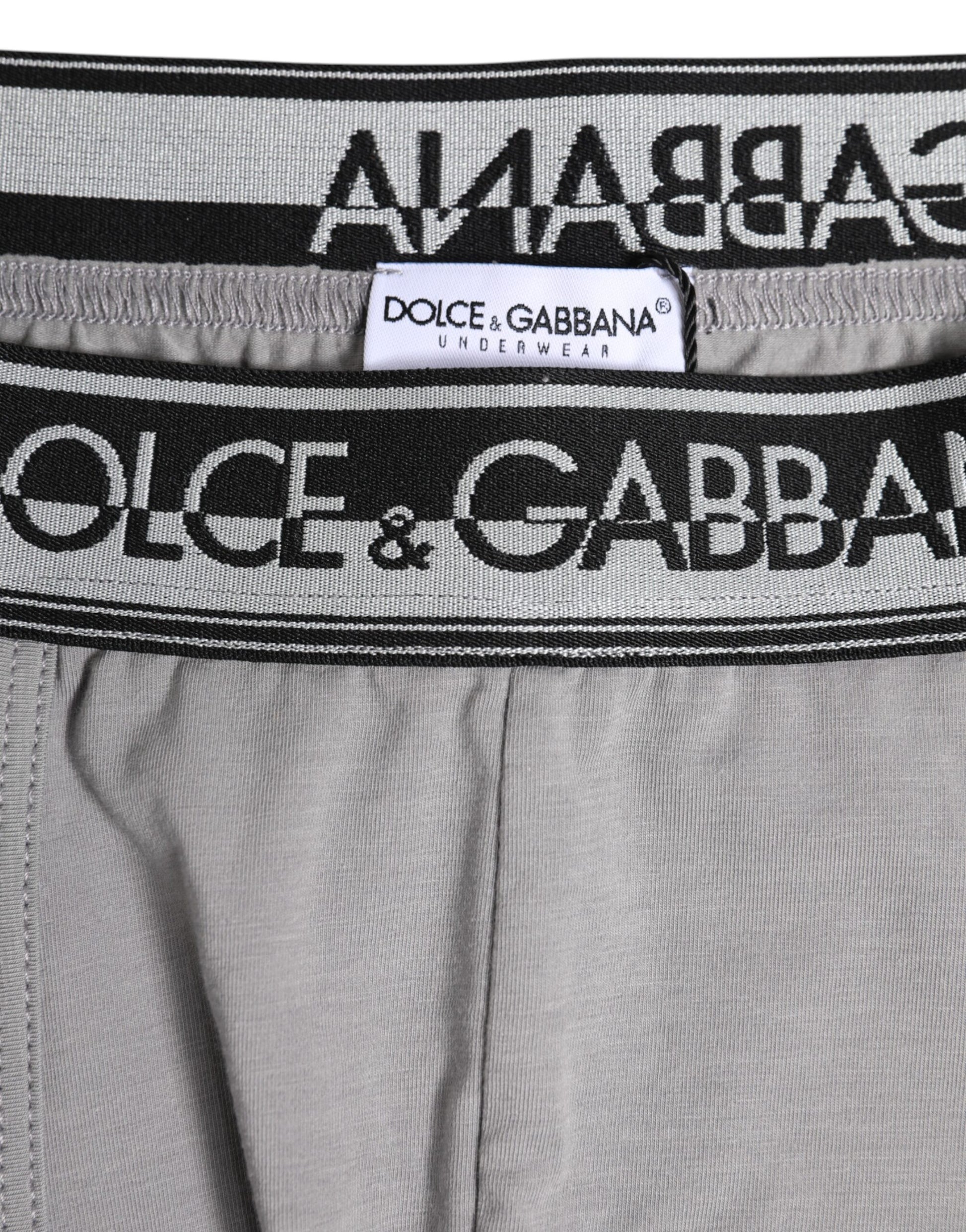 Dolce & Gabbana Gray Cotton Stretch Regular Boxer Underwear