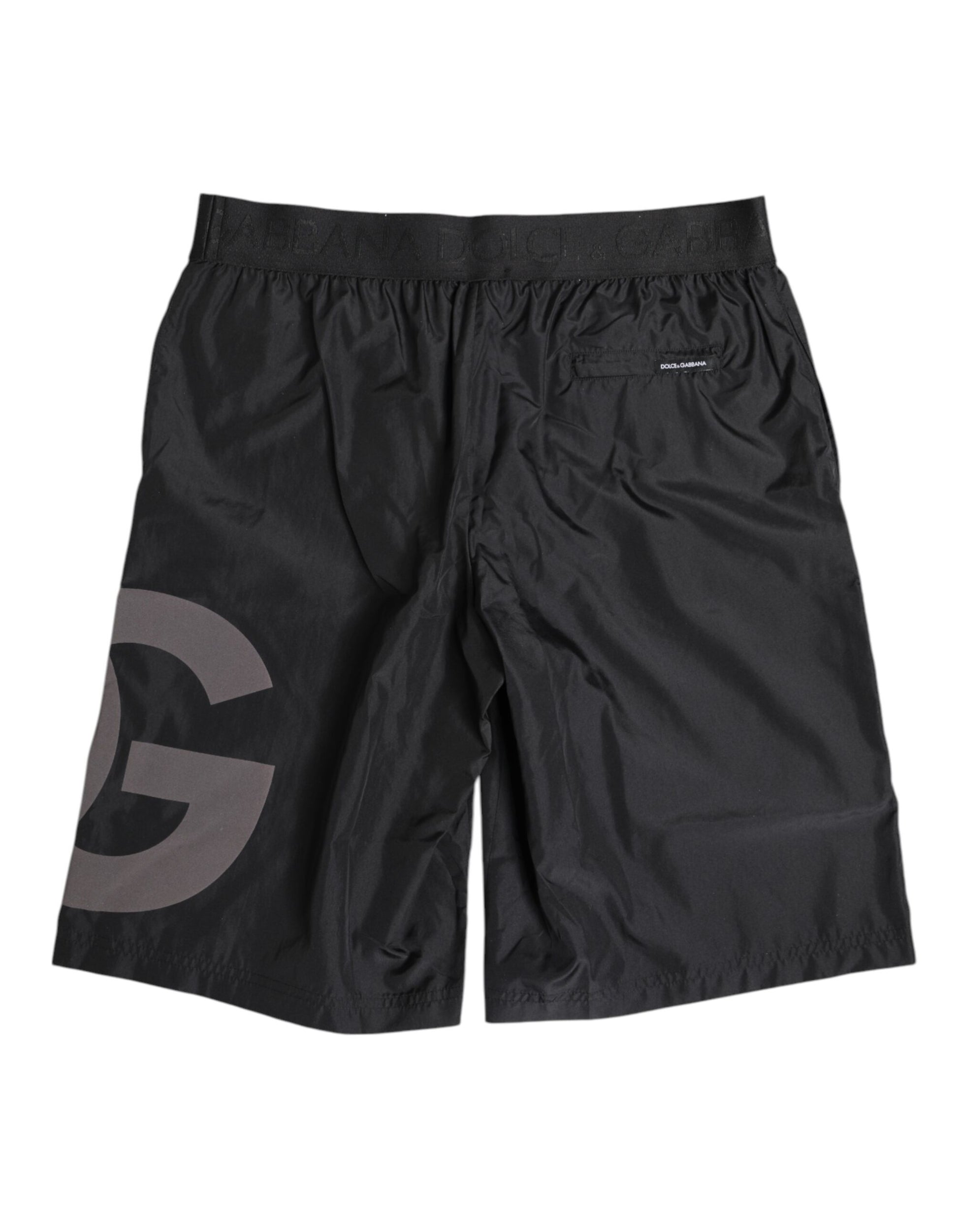 Dolce & Gabbana Black Logo Print Beachwear Men Shorts Swimwear