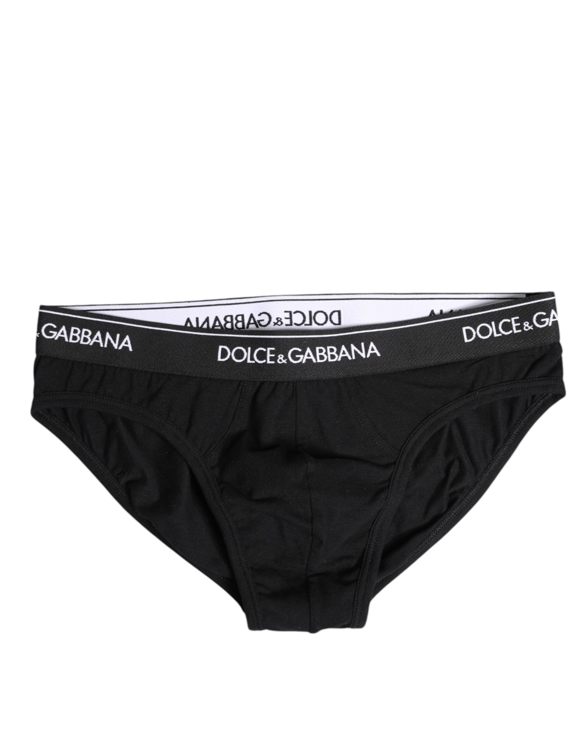 Dolce & Gabbana Black Cotton Stretch Regular Brief Underwear