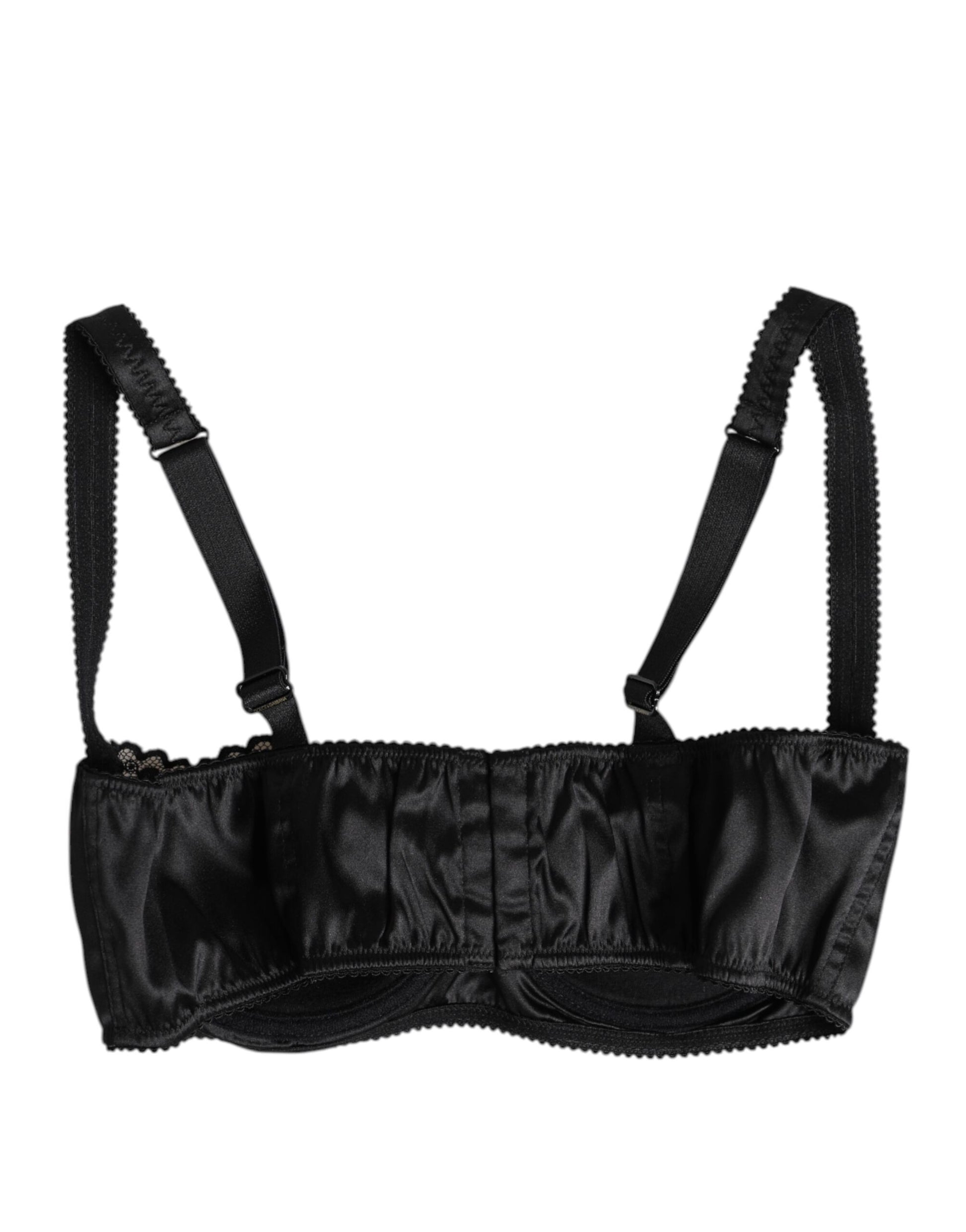 Dolce & Gabbana Black Silk Underwired Balconette Bra Underwear