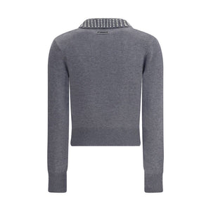 Rhinestone-decorated collar Sweater