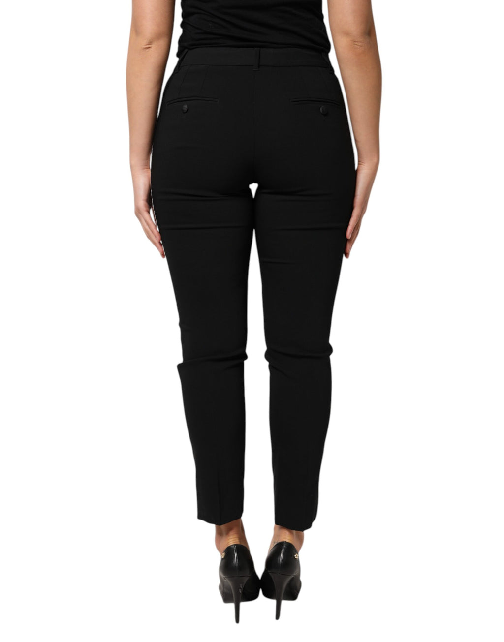 Dolce & Gabbana Black Wool High Waist Tapered Pants