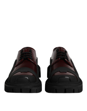Dolce & Gabbana Red Leather Lace Up Trekking Dress Shoes