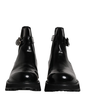 Dolce & Gabbana Black Belted DG Logo Men Chelsea Boots Shoes