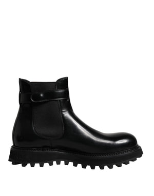 Dolce & Gabbana Black Belted DG Logo Men Chelsea Boots Shoes