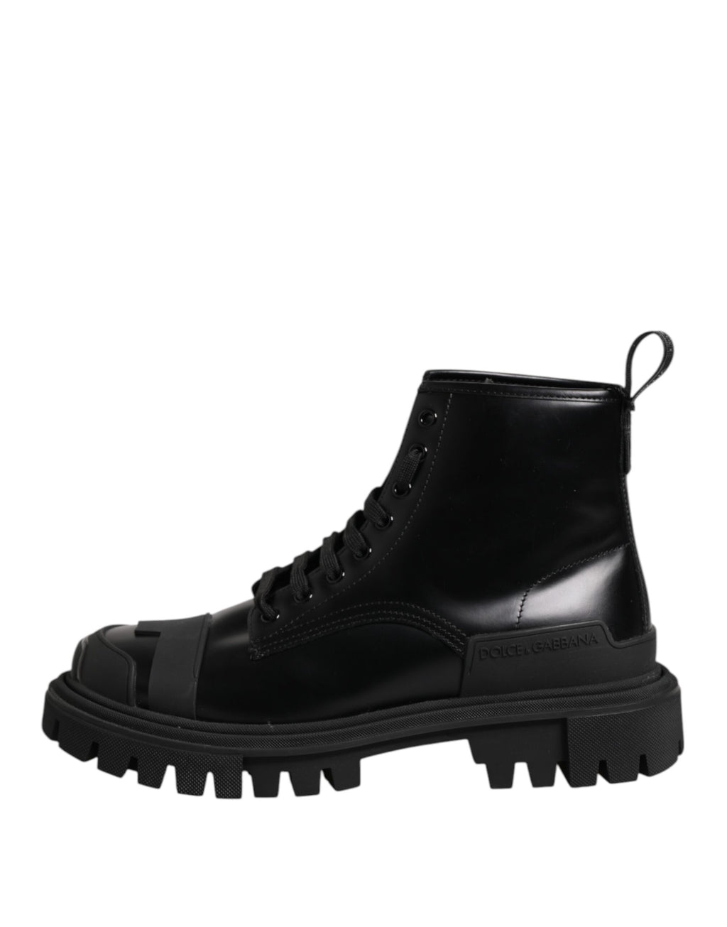 Black Leather Lace Up Mid Calf Boots Shoes